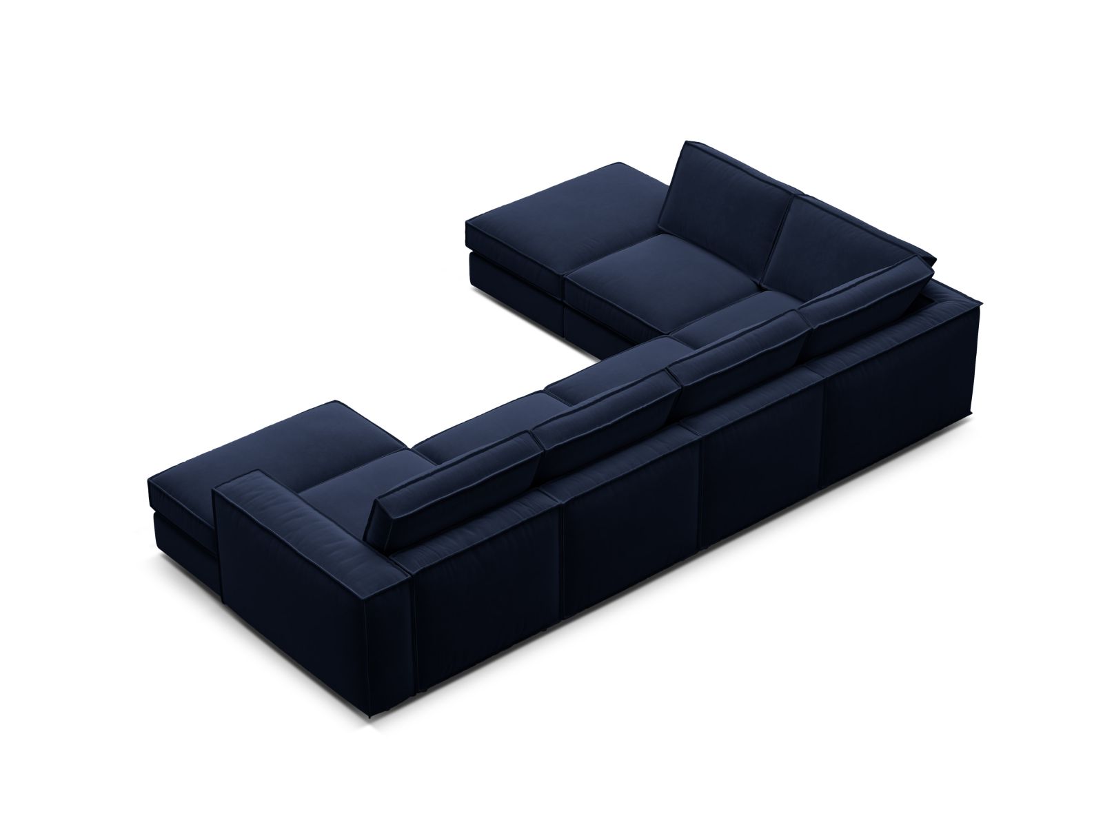 Velvet Modular Panoramic Left Corner Sofa, "Pola", 5 Seats, 362x259x88