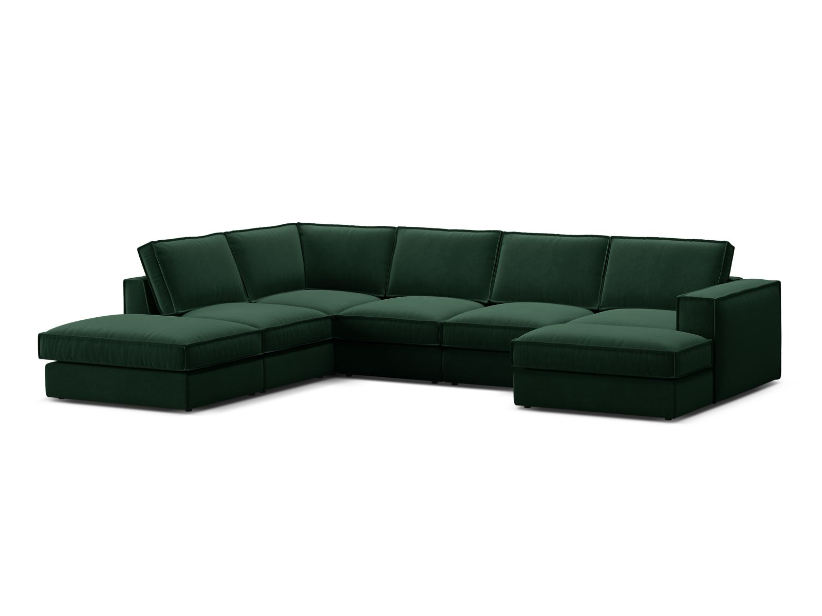 Velvet Modular Panoramic Left Corner Sofa, "Pola", 5 Seats, 362x259x88