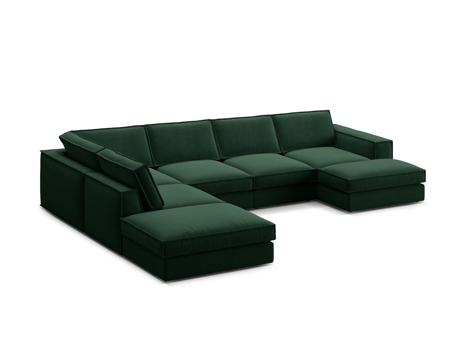 Velvet Modular Panoramic Left Corner Sofa, "Pola", 5 Seats, 362x259x88