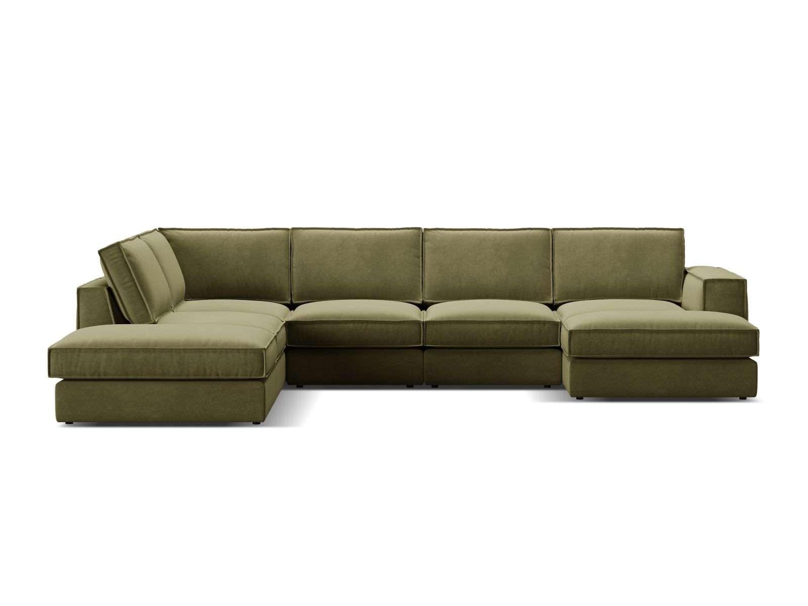 Velvet Modular Panoramic Left Corner Sofa, "Pola", 5 Seats, 362x259x88