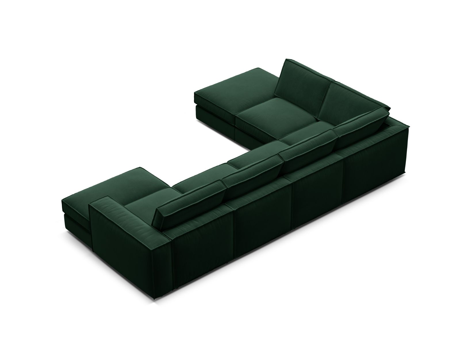 Velvet Modular Panoramic Left Corner Sofa, "Pola", 5 Seats, 362x259x88