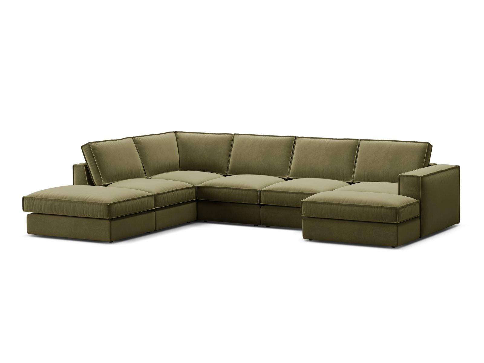 Velvet Modular Panoramic Left Corner Sofa, "Pola", 5 Seats, 362x259x88