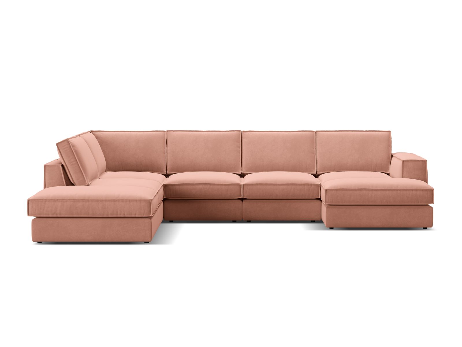 Velvet Modular Panoramic Left Corner Sofa, "Pola", 5 Seats, 362x259x88