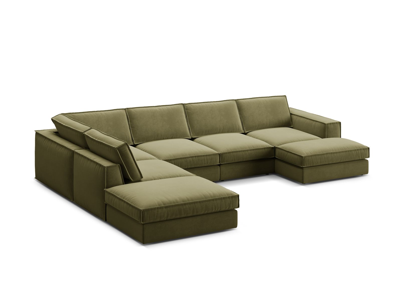 Velvet Modular Panoramic Left Corner Sofa, "Pola", 5 Seats, 362x259x88