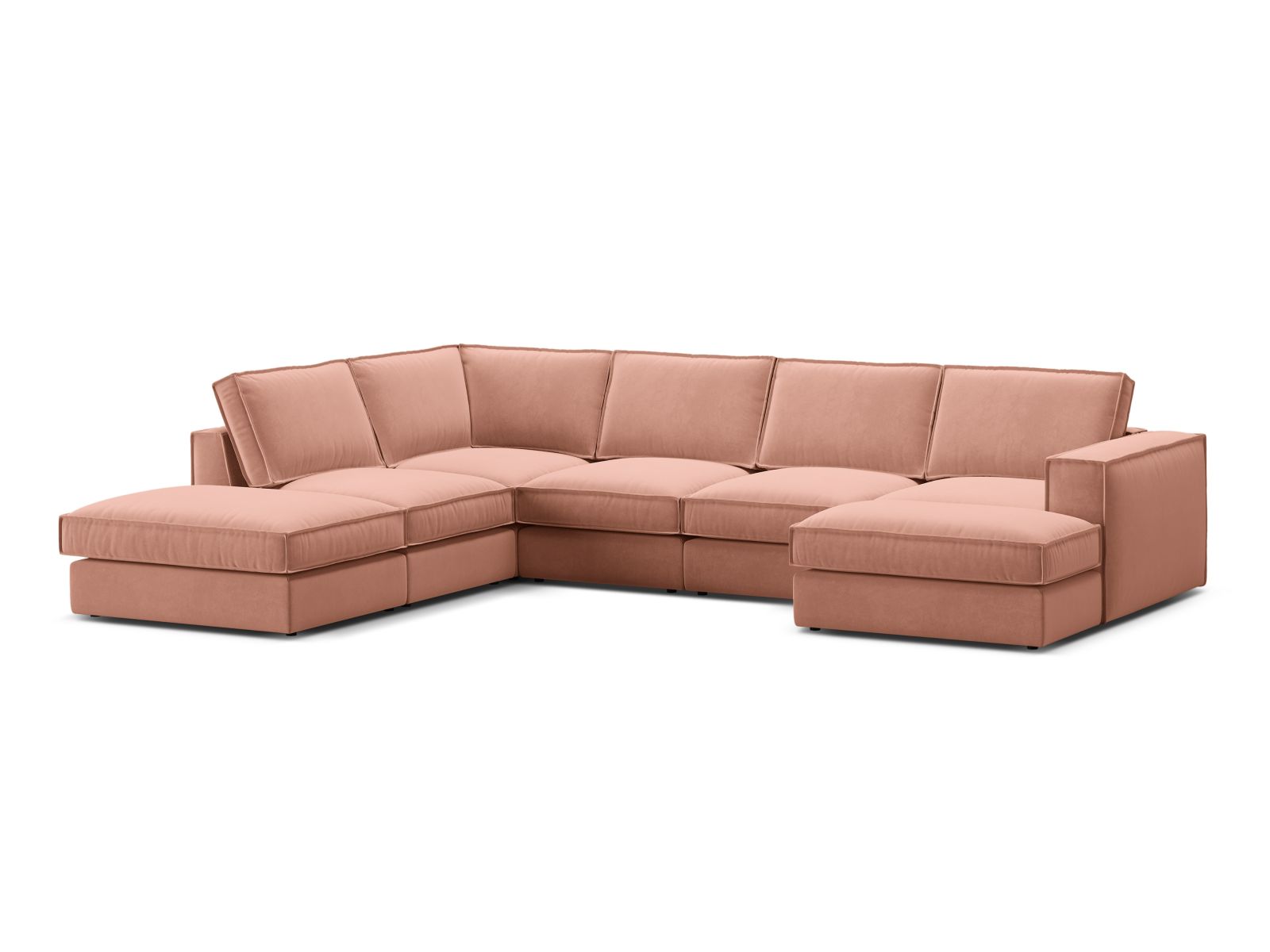 Velvet Modular Panoramic Left Corner Sofa, "Pola", 5 Seats, 362x259x88