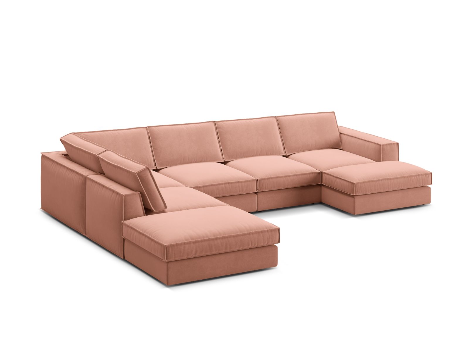 Velvet Modular Panoramic Left Corner Sofa, "Pola", 5 Seats, 362x259x88