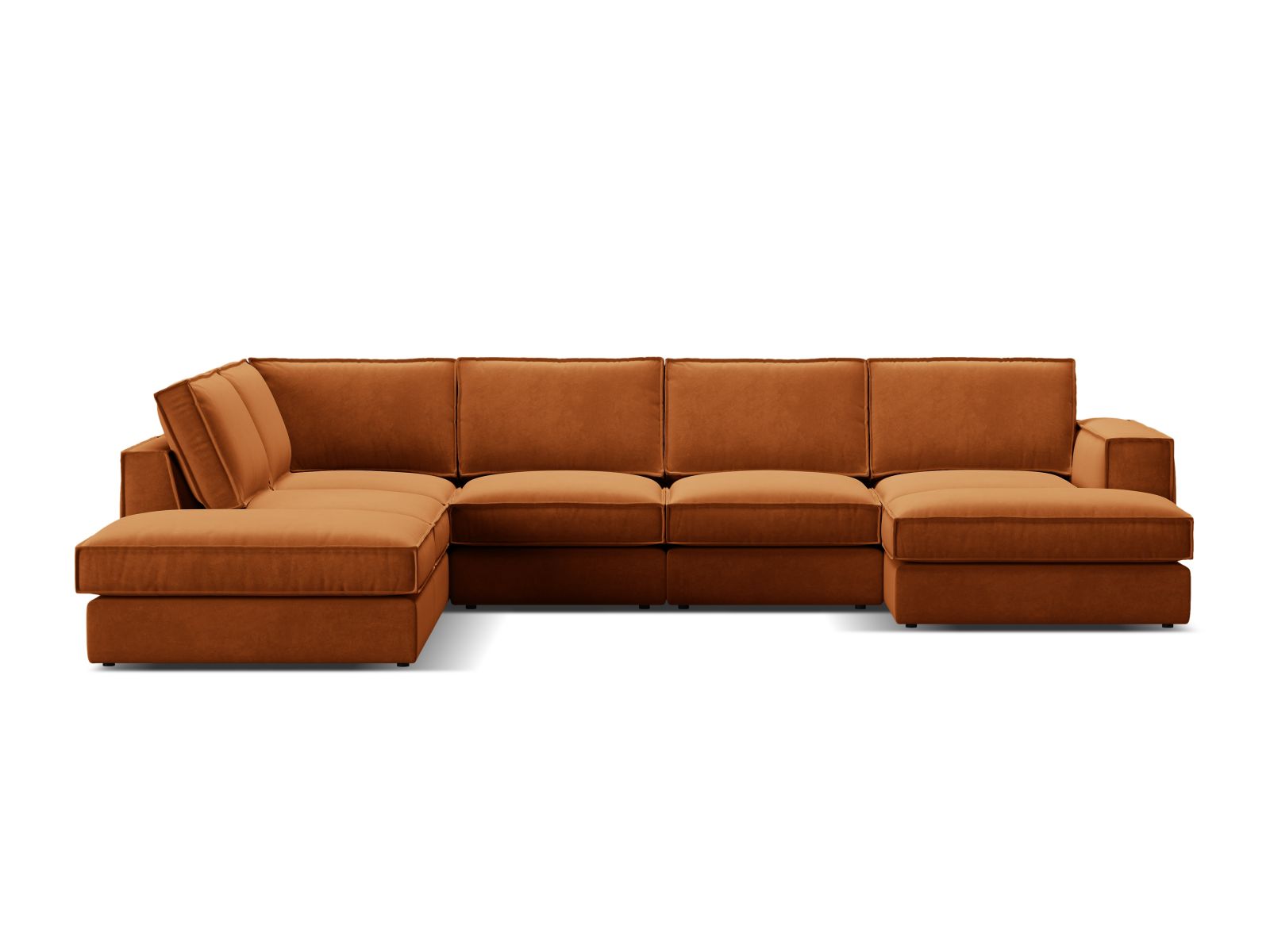 Velvet Modular Panoramic Left Corner Sofa, "Pola", 5 Seats, 362x259x88
