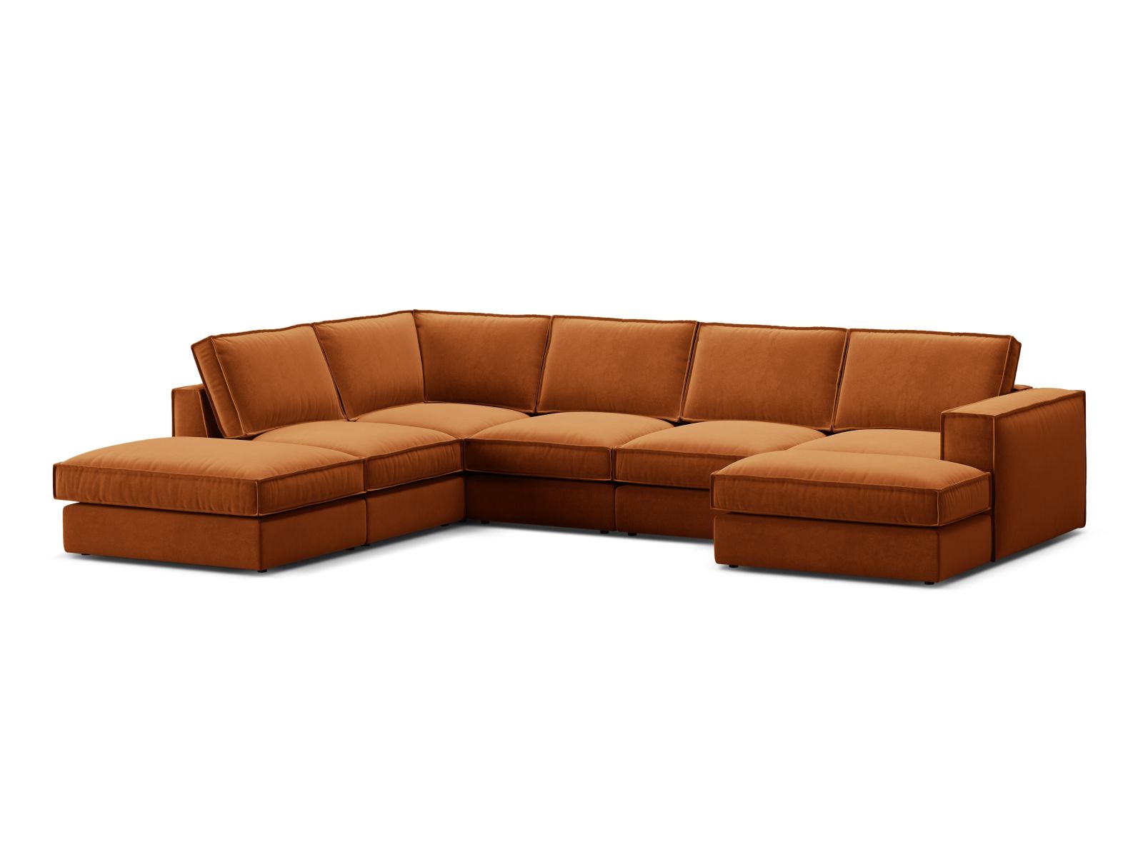 Velvet Modular Panoramic Left Corner Sofa, "Pola", 5 Seats, 362x259x88