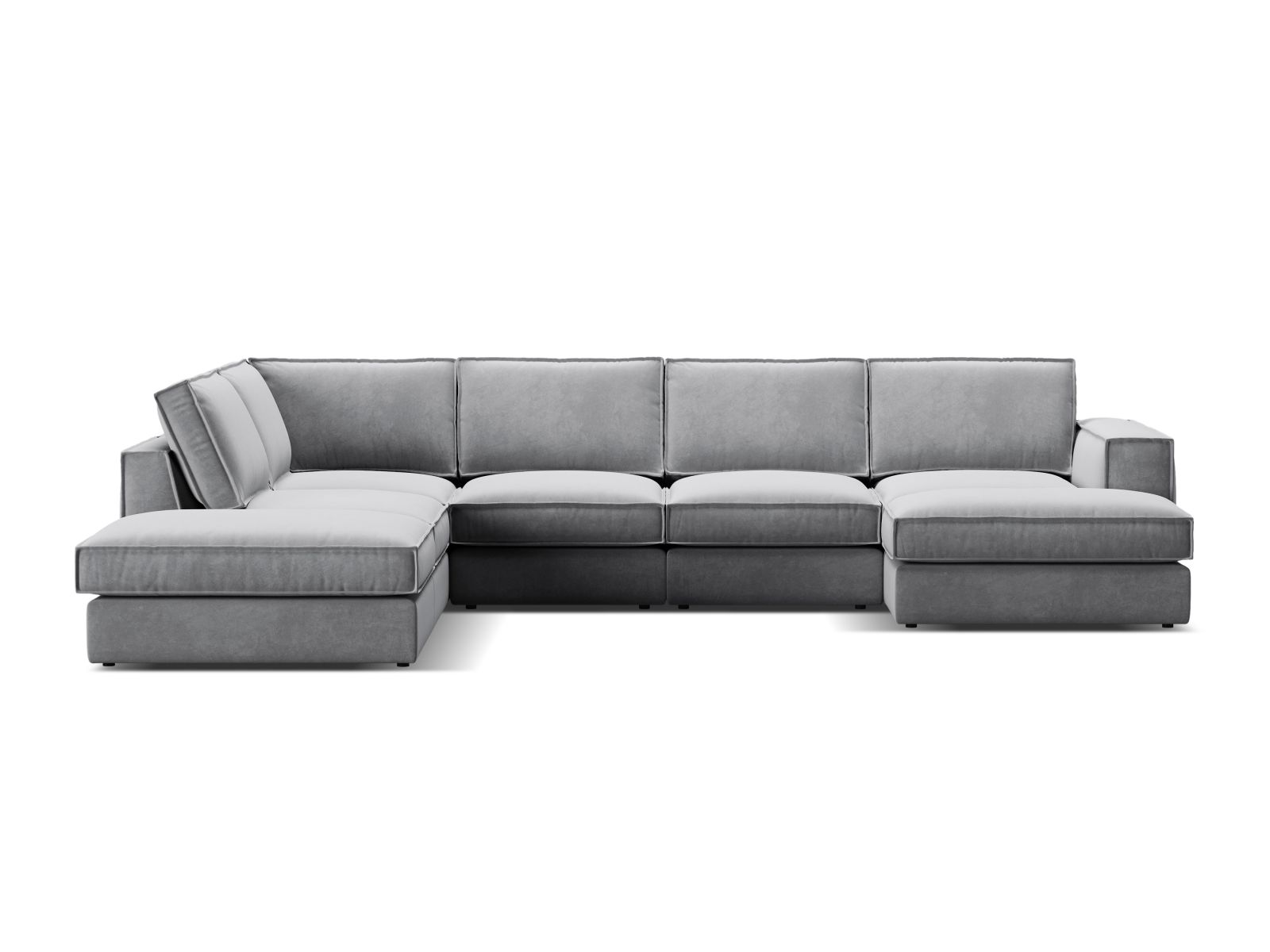 Velvet Modular Panoramic Left Corner Sofa, "Pola", 5 Seats, 362x259x88