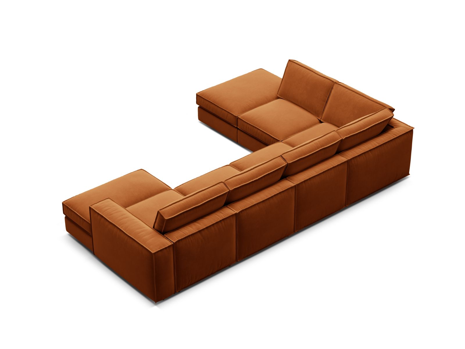 Velvet Modular Panoramic Left Corner Sofa, "Pola", 5 Seats, 362x259x88
