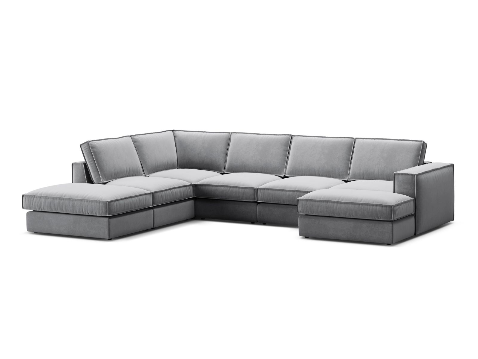 Velvet Modular Panoramic Left Corner Sofa, "Pola", 5 Seats, 362x259x88