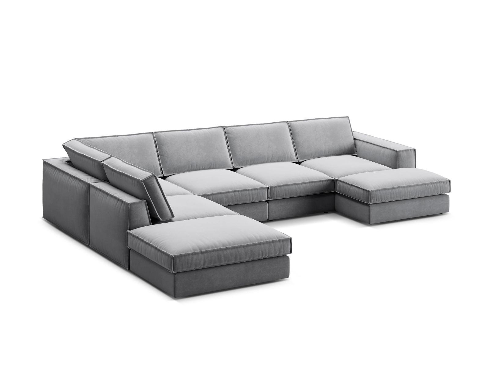Velvet Modular Panoramic Left Corner Sofa, "Pola", 5 Seats, 362x259x88
