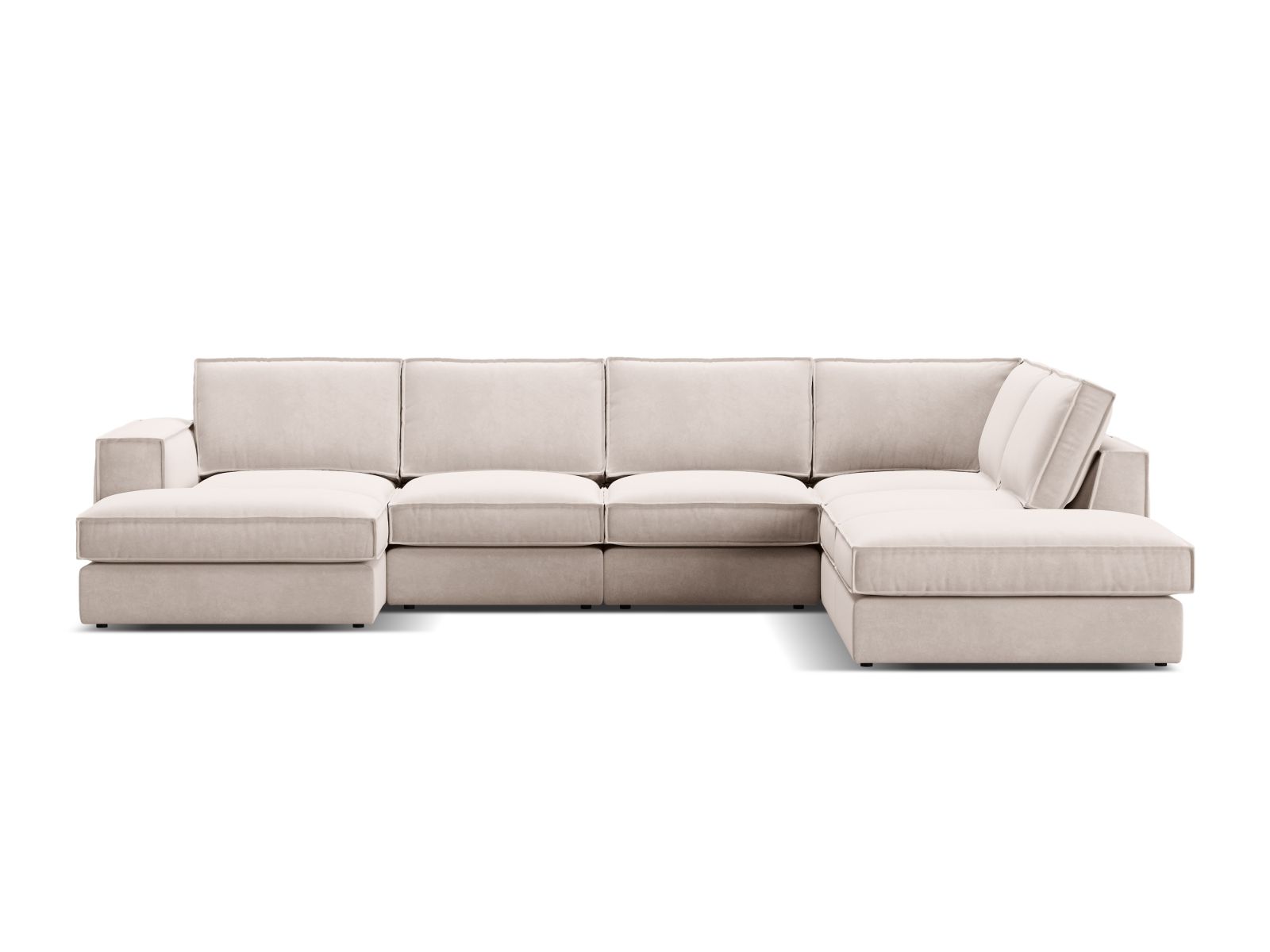 Velvet Modular Panoramic Right Corner Sofa, "Pola", 5 Seats, 362x259x88