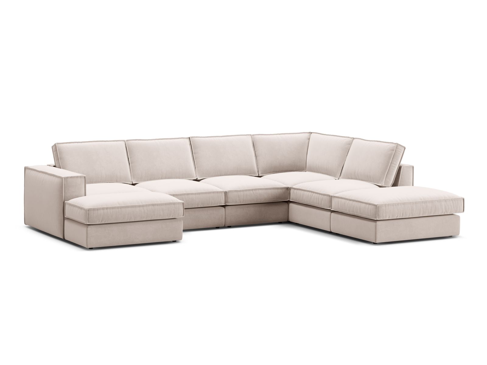 Velvet Modular Panoramic Right Corner Sofa, "Pola", 5 Seats, 362x259x88