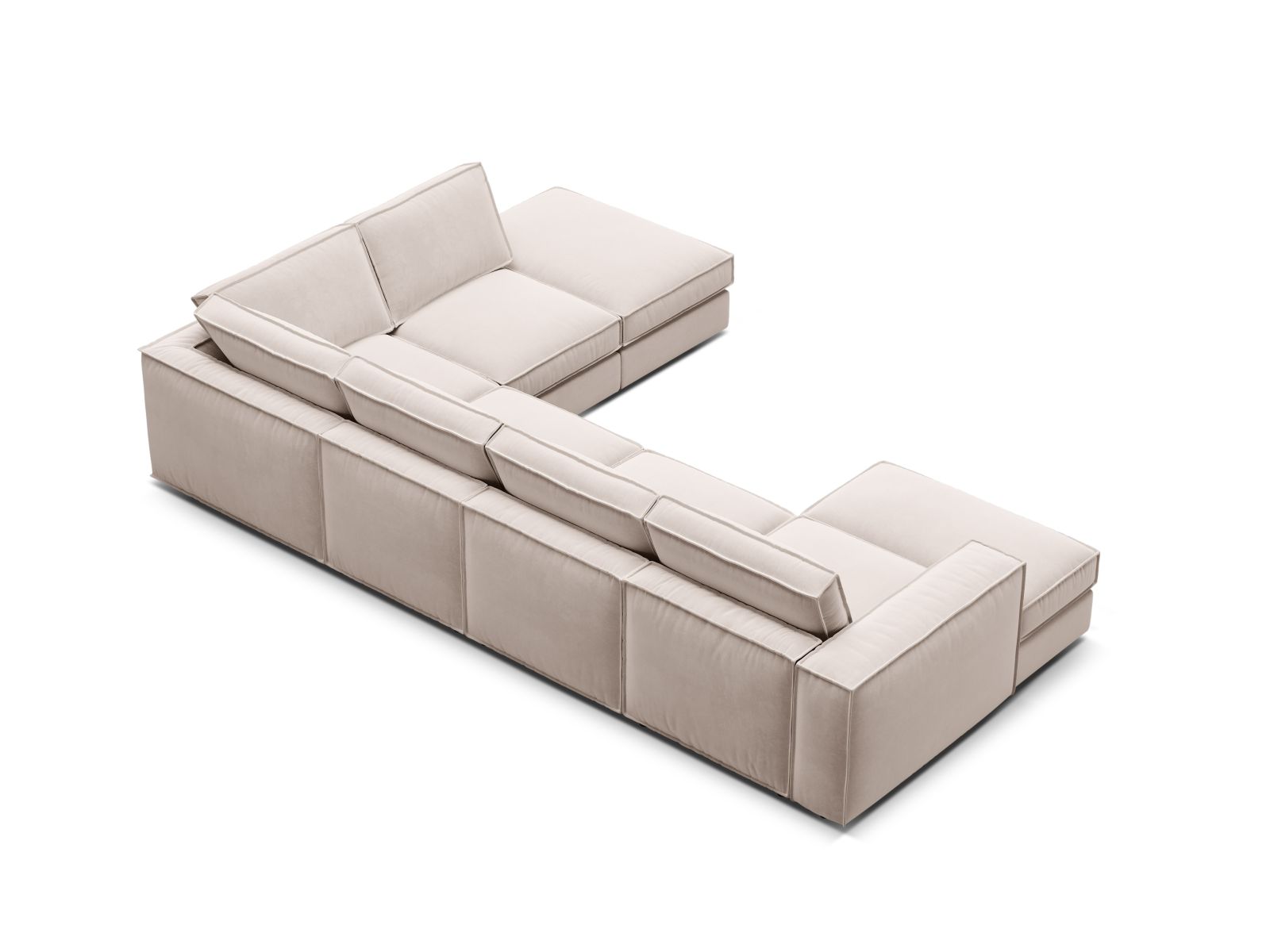Velvet Modular Panoramic Right Corner Sofa, "Pola", 5 Seats, 362x259x88