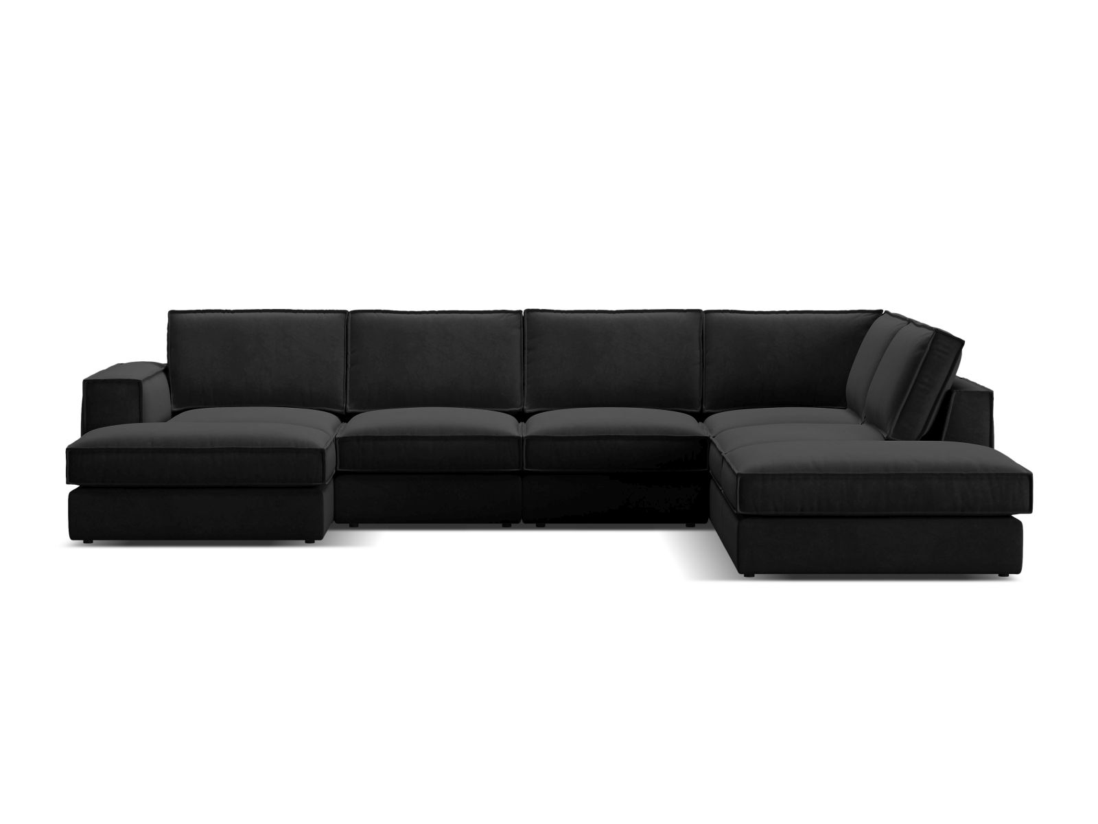 Velvet Modular Panoramic Right Corner Sofa, "Pola", 5 Seats, 362x259x88