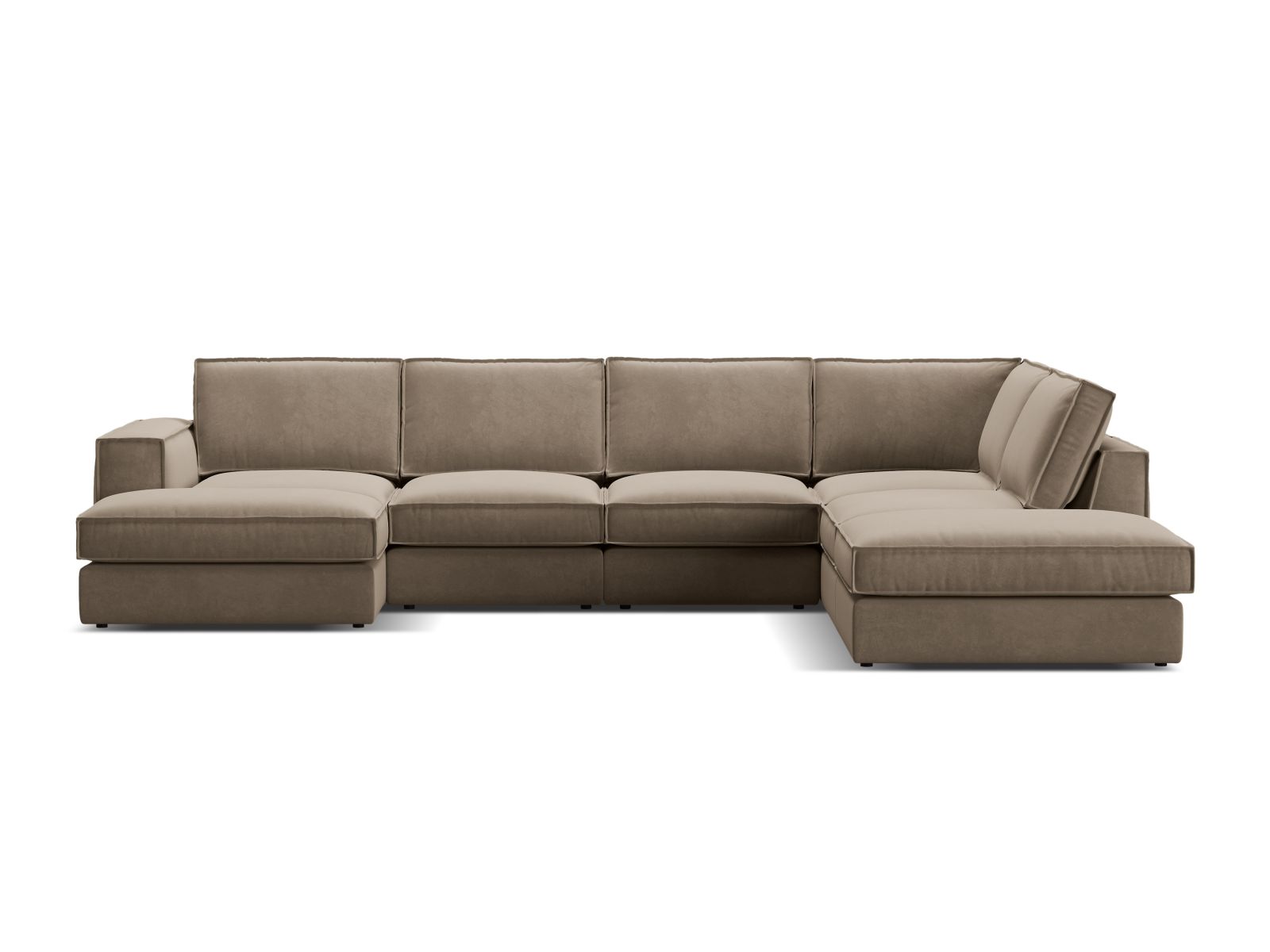 Velvet Modular Panoramic Right Corner Sofa, "Pola", 5 Seats, 362x259x88