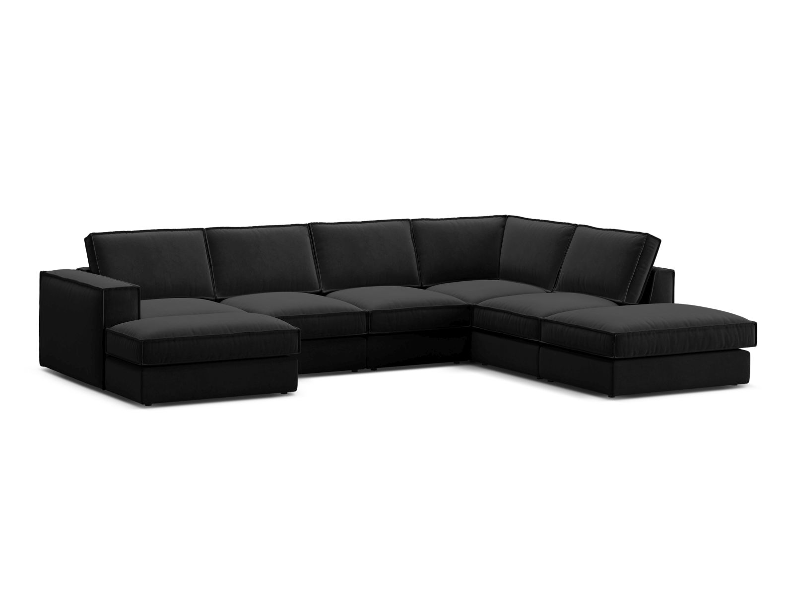 Velvet Modular Panoramic Right Corner Sofa, "Pola", 5 Seats, 362x259x88