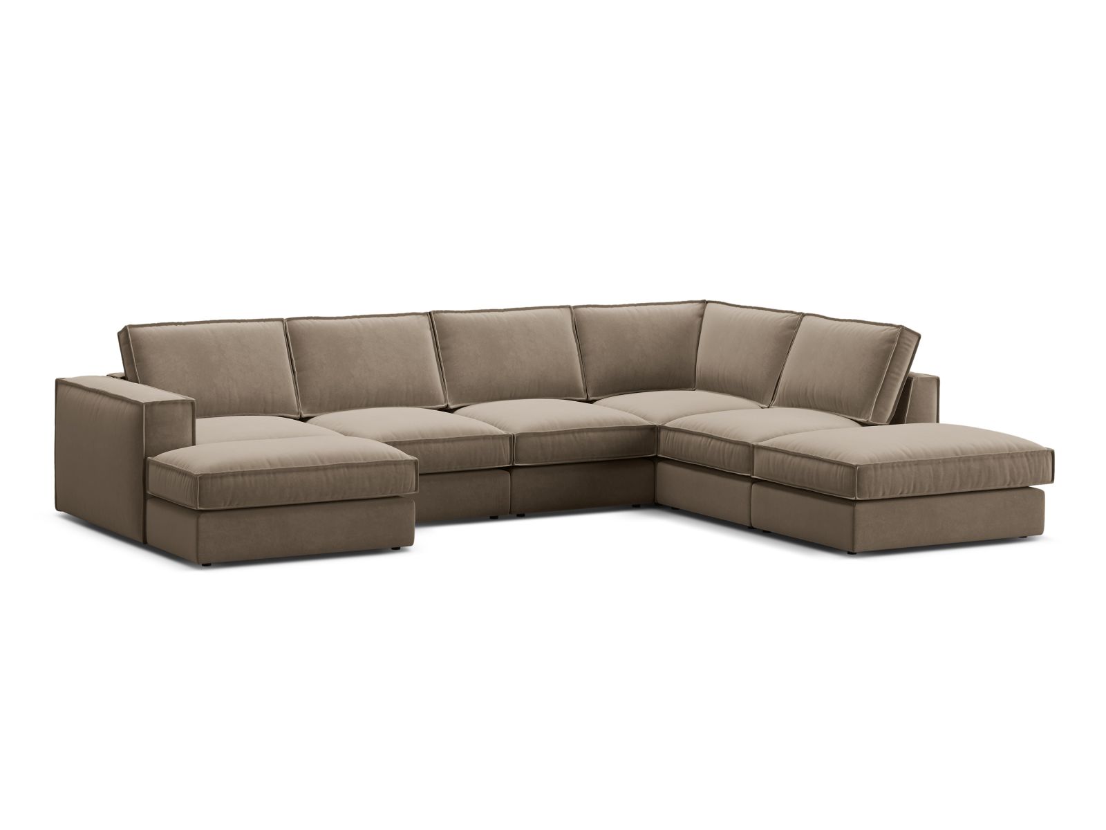 Velvet Modular Panoramic Right Corner Sofa, "Pola", 5 Seats, 362x259x88