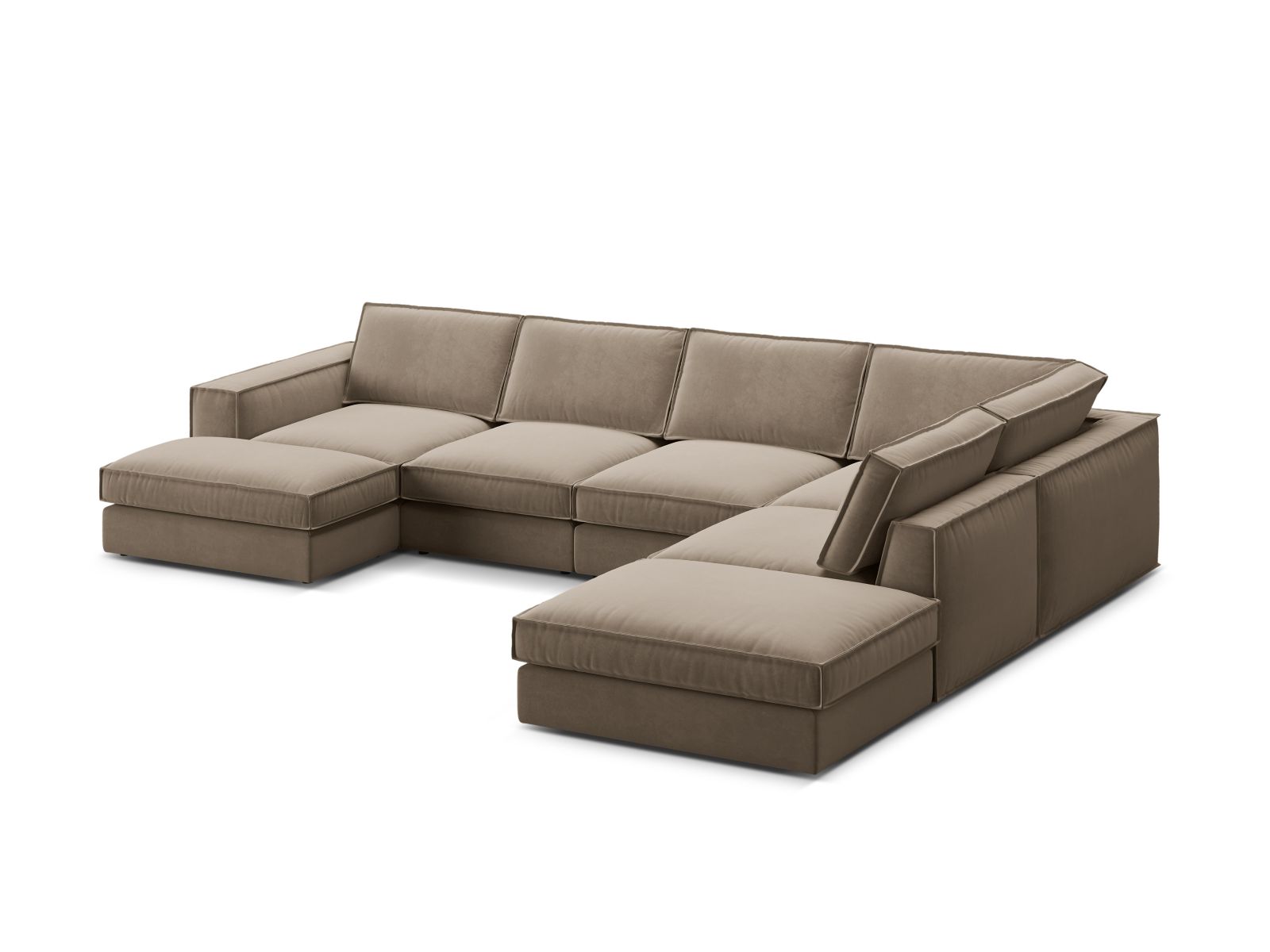 Velvet Modular Panoramic Right Corner Sofa, "Pola", 5 Seats, 362x259x88