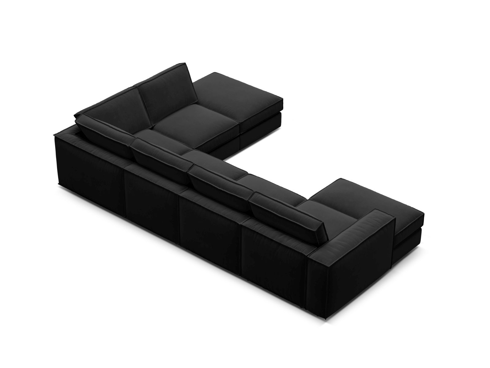 Velvet Modular Panoramic Right Corner Sofa, "Pola", 5 Seats, 362x259x88