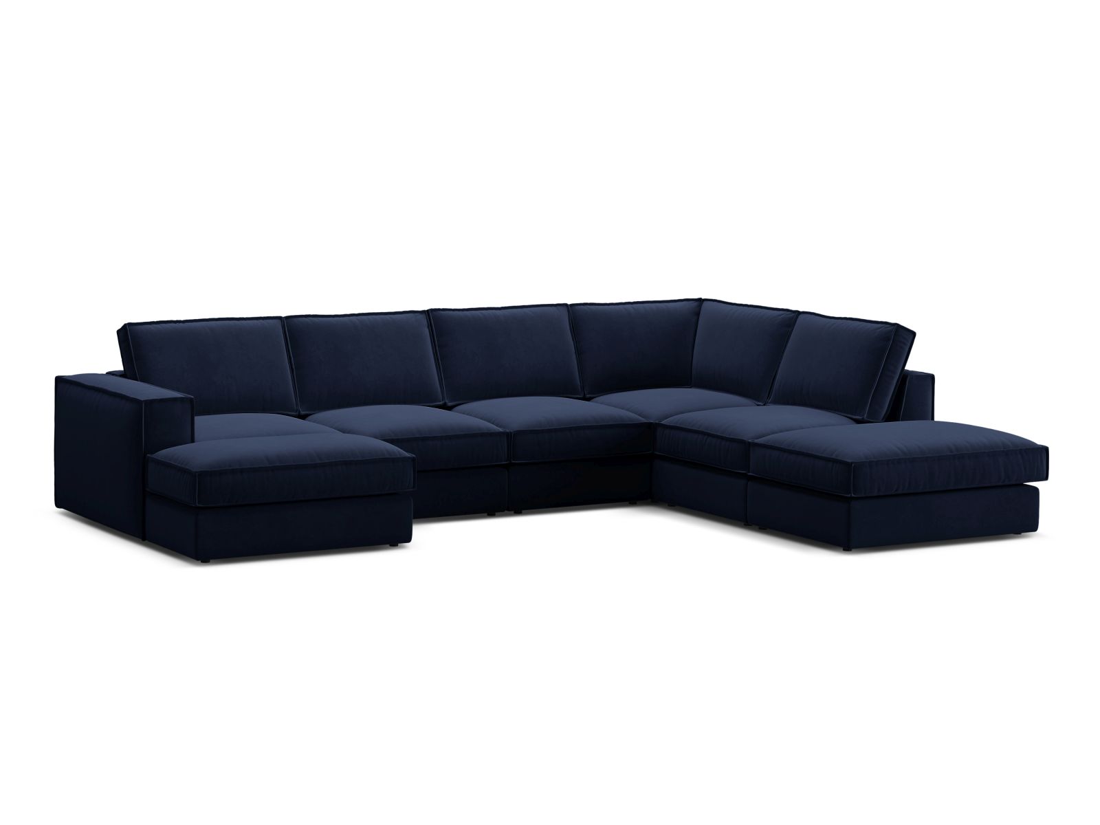 Velvet Modular Panoramic Right Corner Sofa, "Pola", 5 Seats, 362x259x88
