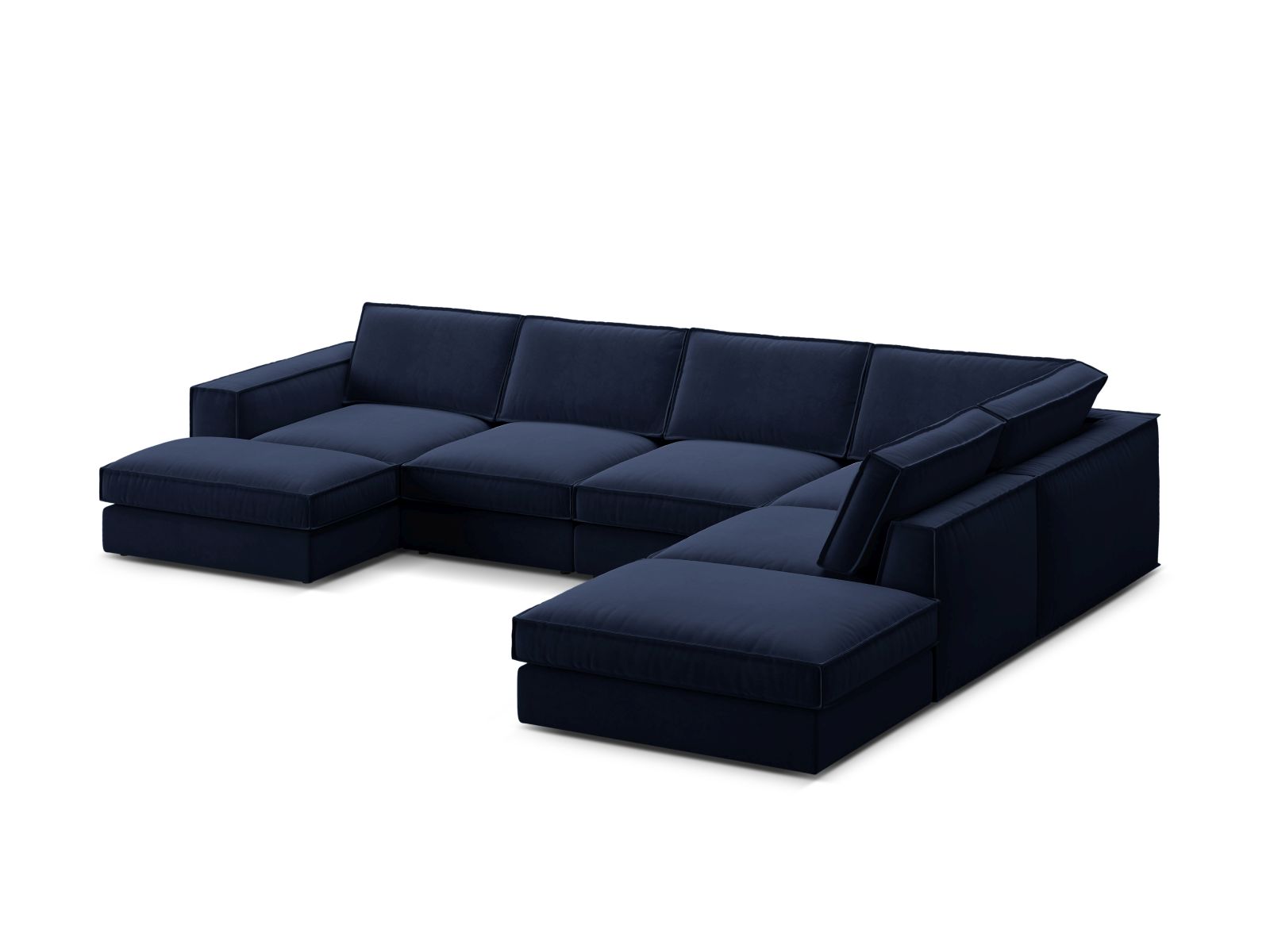 Velvet Modular Panoramic Right Corner Sofa, "Pola", 5 Seats, 362x259x88