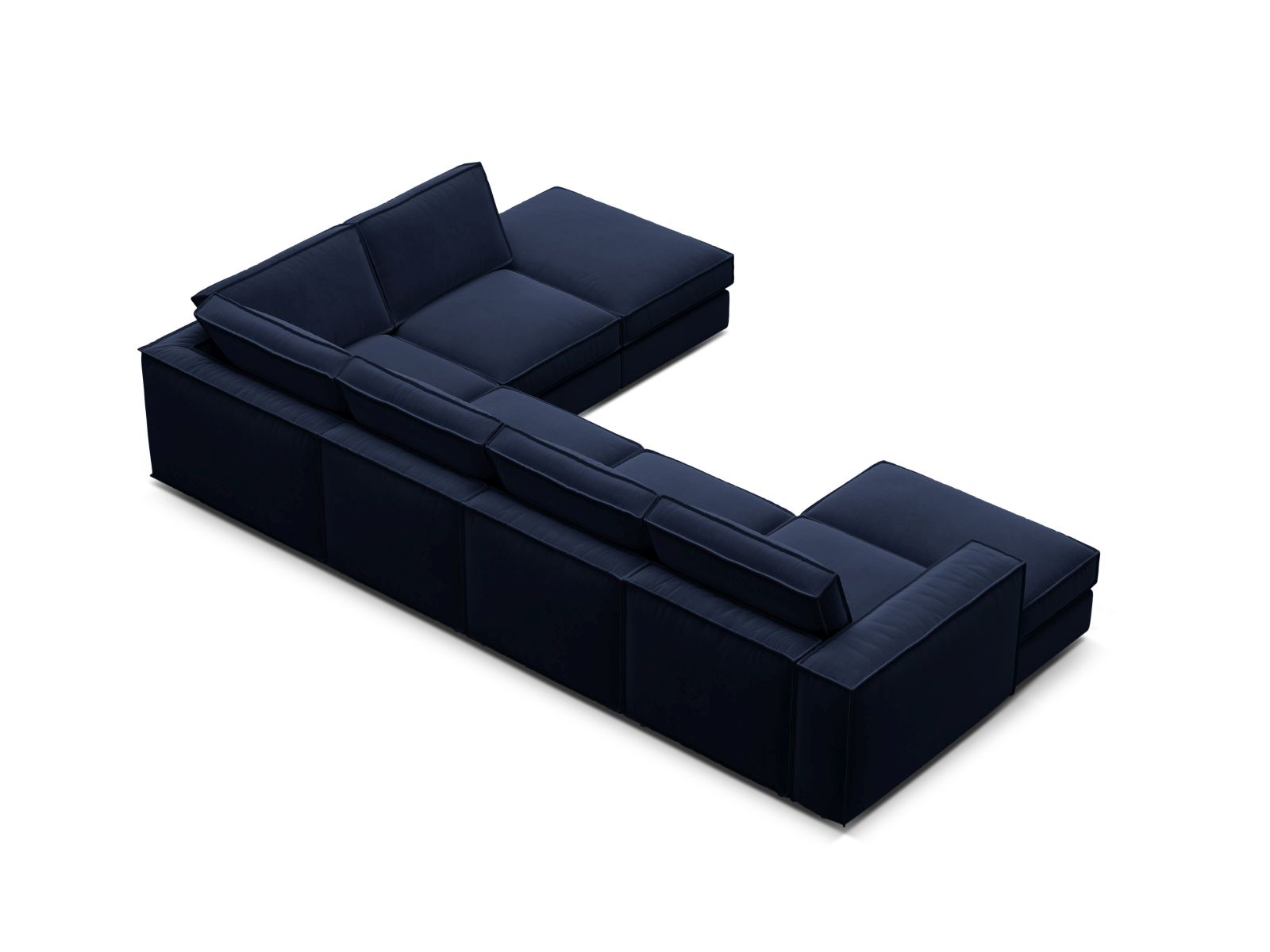 Velvet Modular Panoramic Right Corner Sofa, "Pola", 5 Seats, 362x259x88