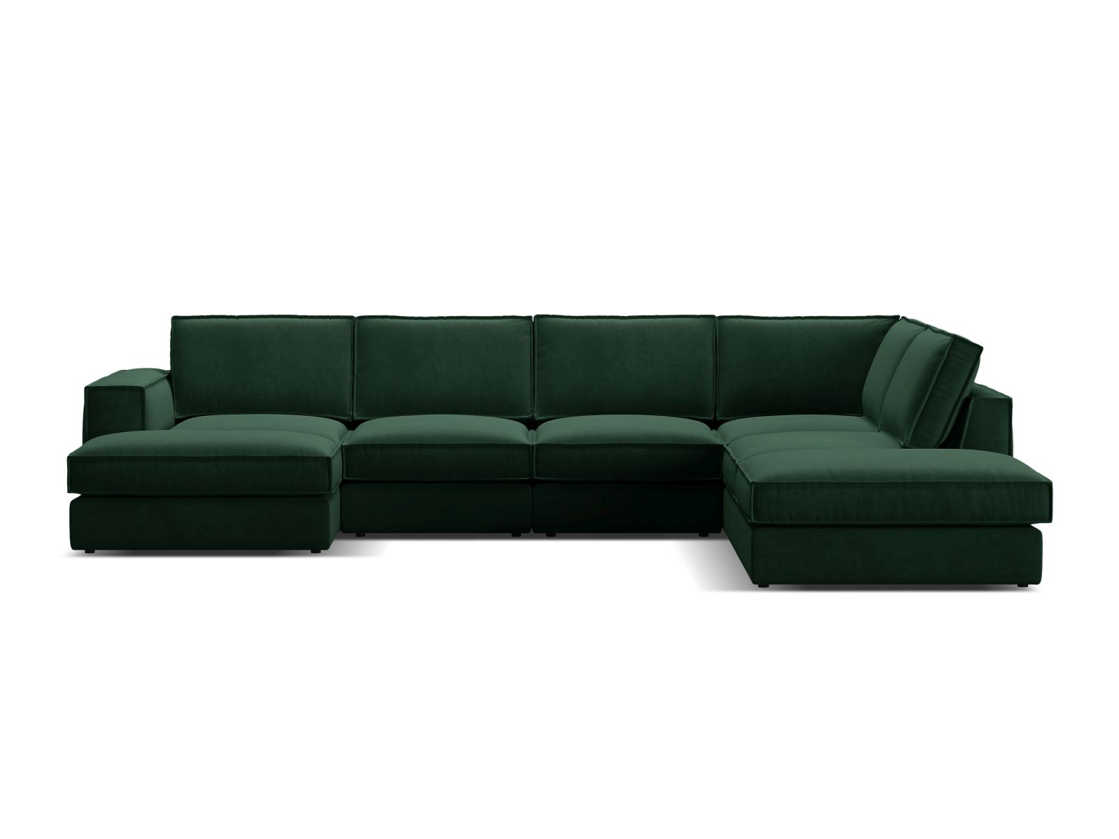 Velvet Modular Panoramic Right Corner Sofa, "Pola", 5 Seats, 362x259x88
