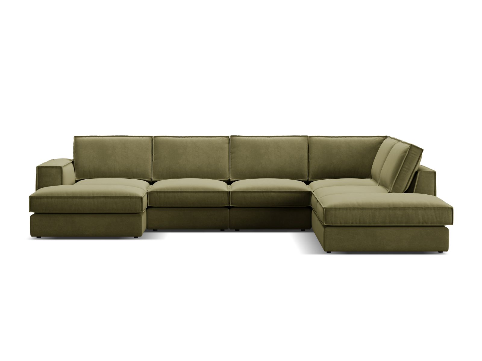 Velvet Modular Panoramic Right Corner Sofa, "Pola", 5 Seats, 362x259x88