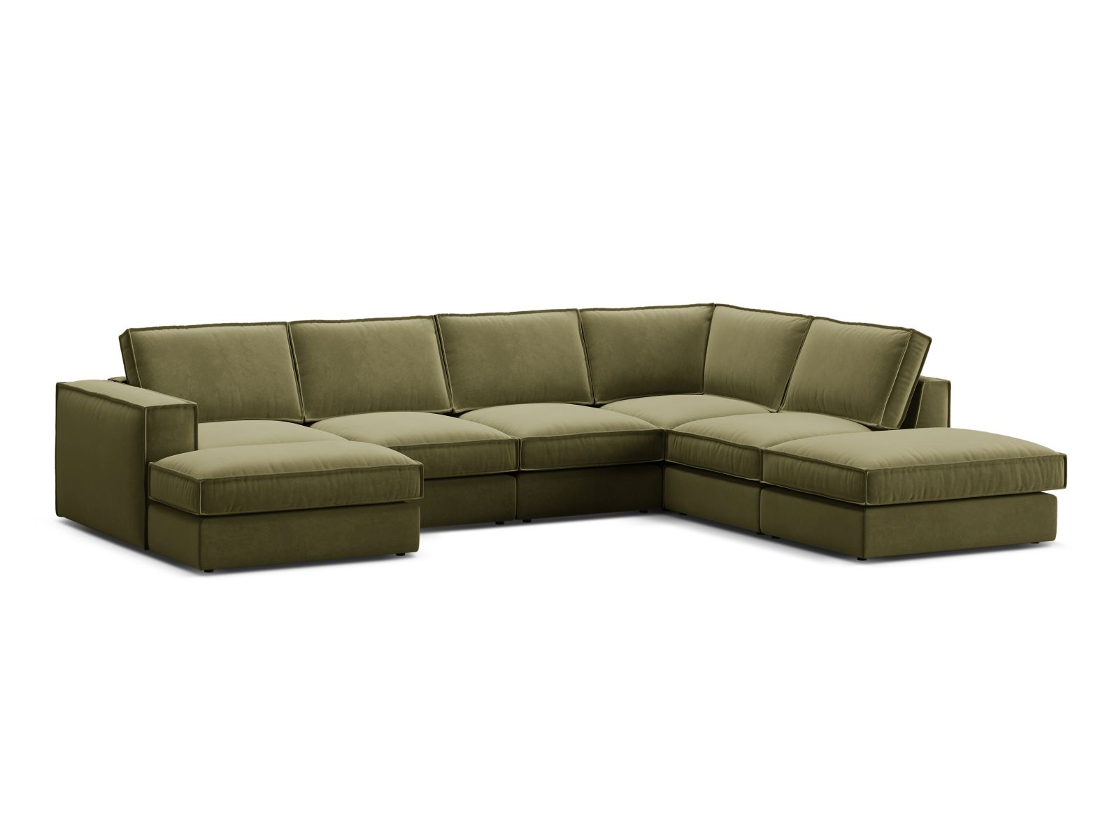 Velvet Modular Panoramic Right Corner Sofa, "Pola", 5 Seats, 362x259x88