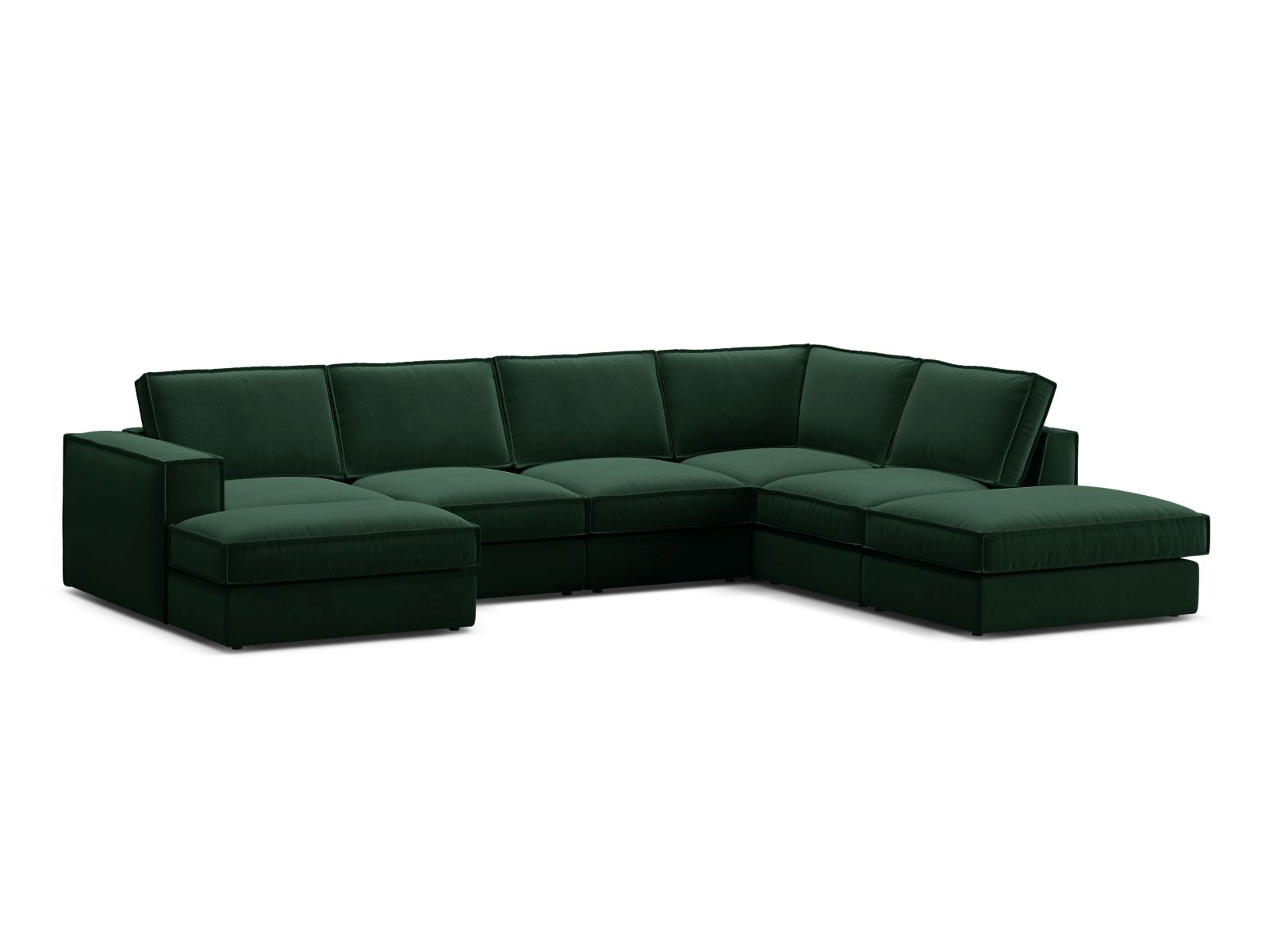 Velvet Modular Panoramic Right Corner Sofa, "Pola", 5 Seats, 362x259x88