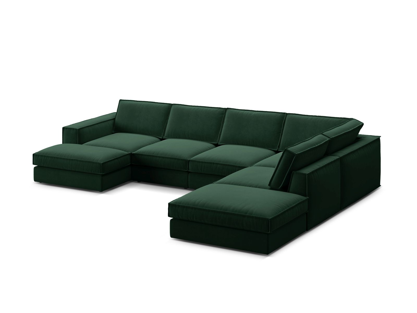 Velvet Modular Panoramic Right Corner Sofa, "Pola", 5 Seats, 362x259x88