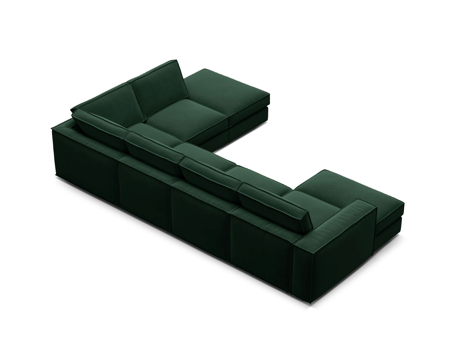 Velvet Modular Panoramic Right Corner Sofa, "Pola", 5 Seats, 362x259x88