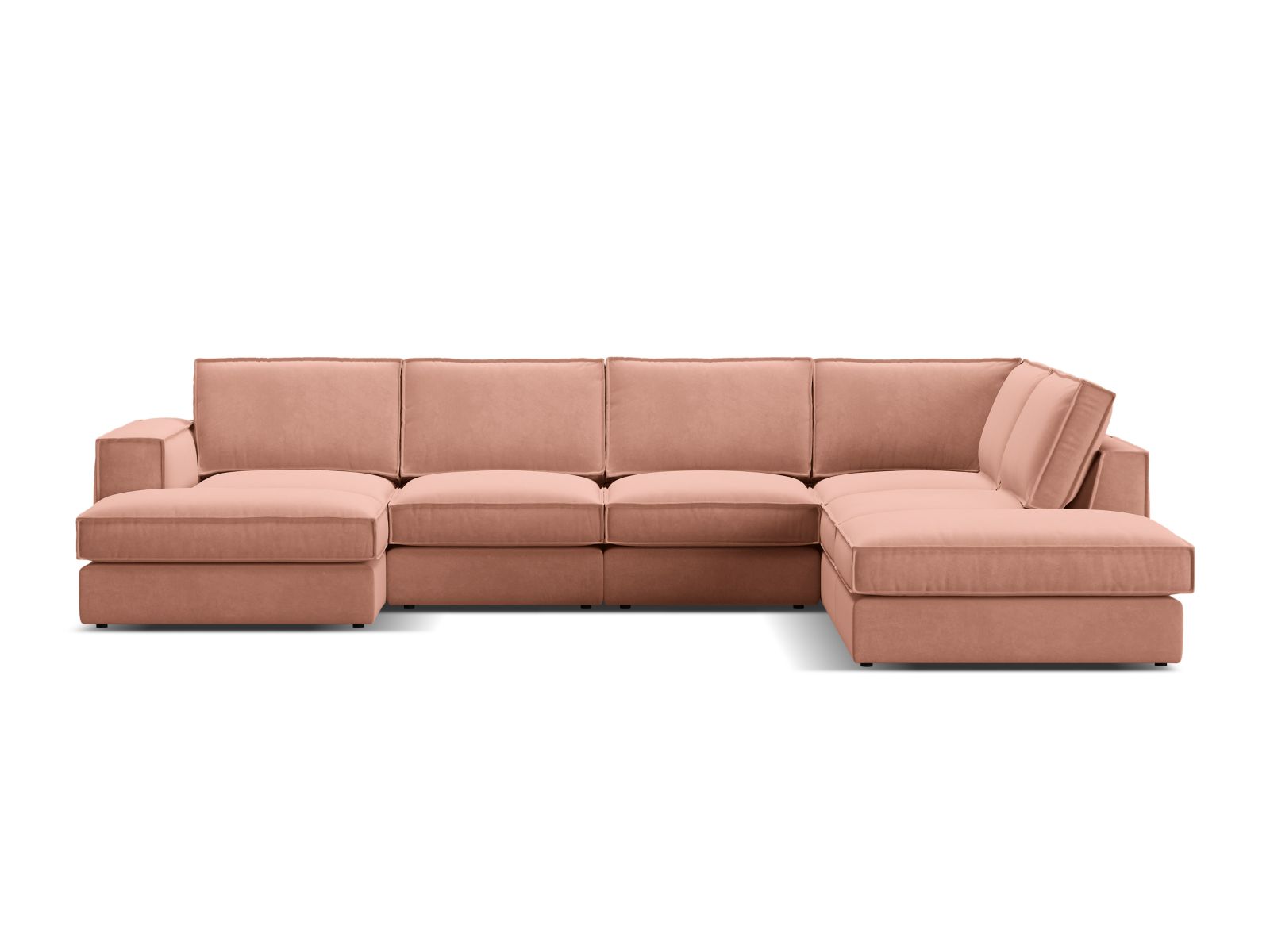 Velvet Modular Panoramic Right Corner Sofa, "Pola", 5 Seats, 362x259x88