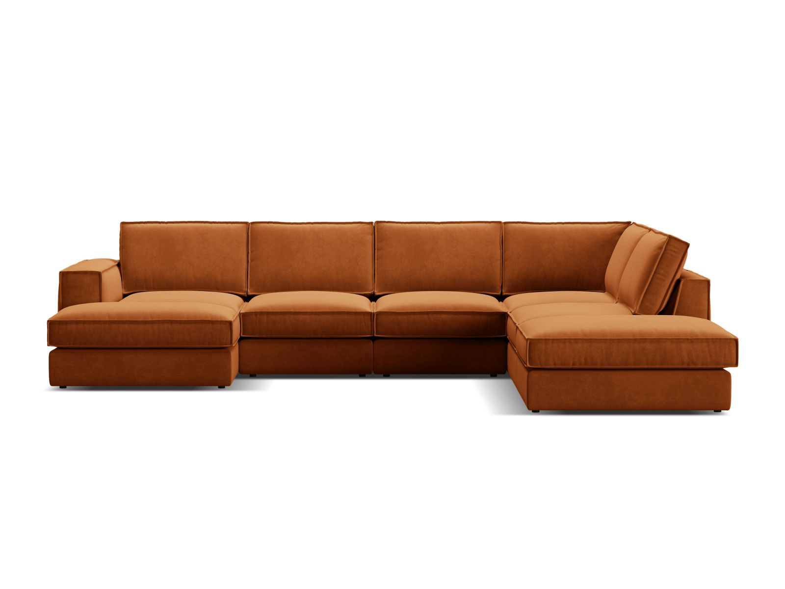 Velvet Modular Panoramic Right Corner Sofa, "Pola", 5 Seats, 362x259x88