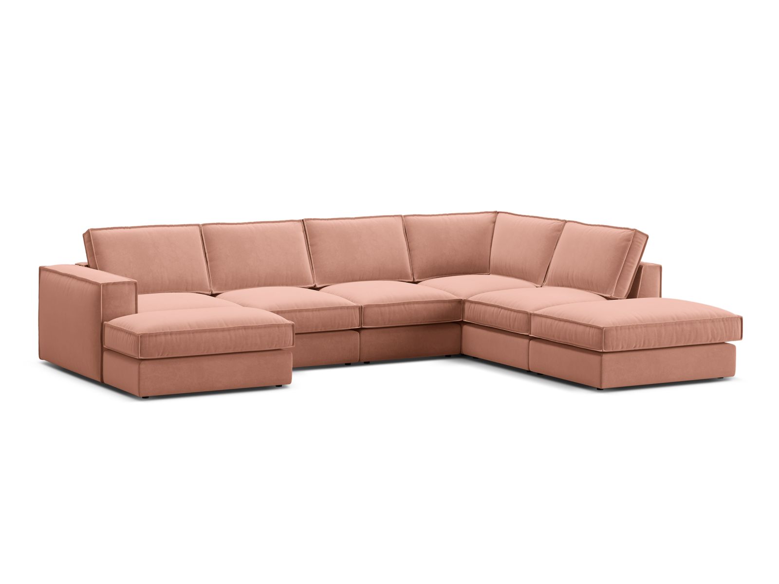Velvet Modular Panoramic Right Corner Sofa, "Pola", 5 Seats, 362x259x88