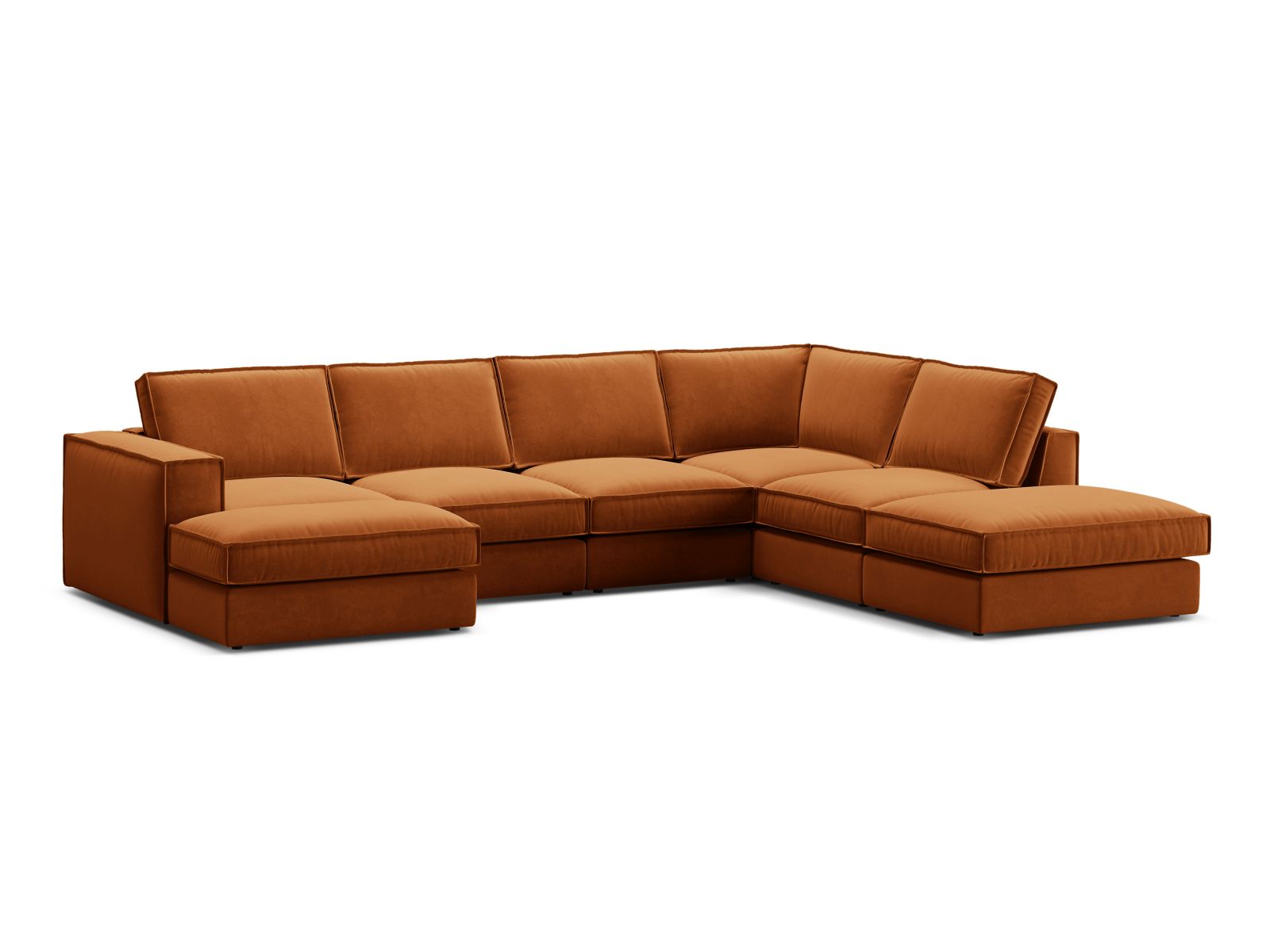 Velvet Modular Panoramic Right Corner Sofa, "Pola", 5 Seats, 362x259x88