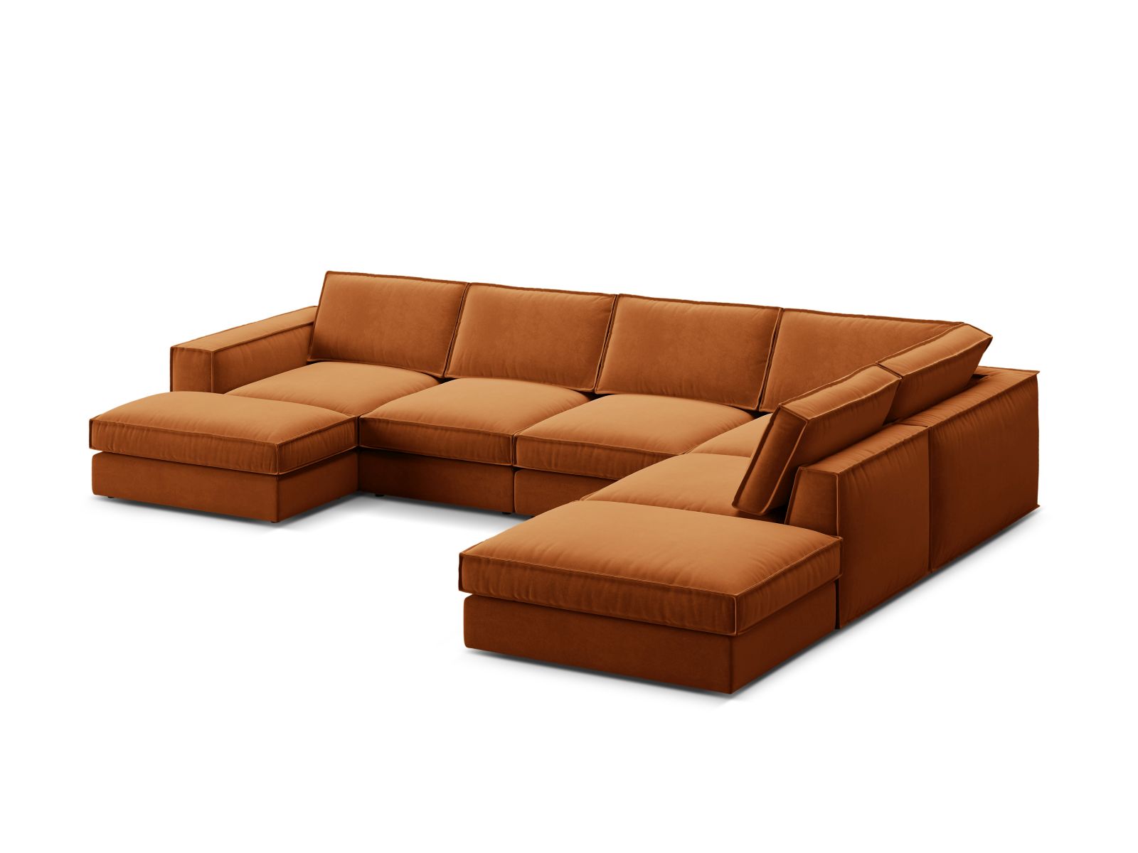 Velvet Modular Panoramic Right Corner Sofa, "Pola", 5 Seats, 362x259x88