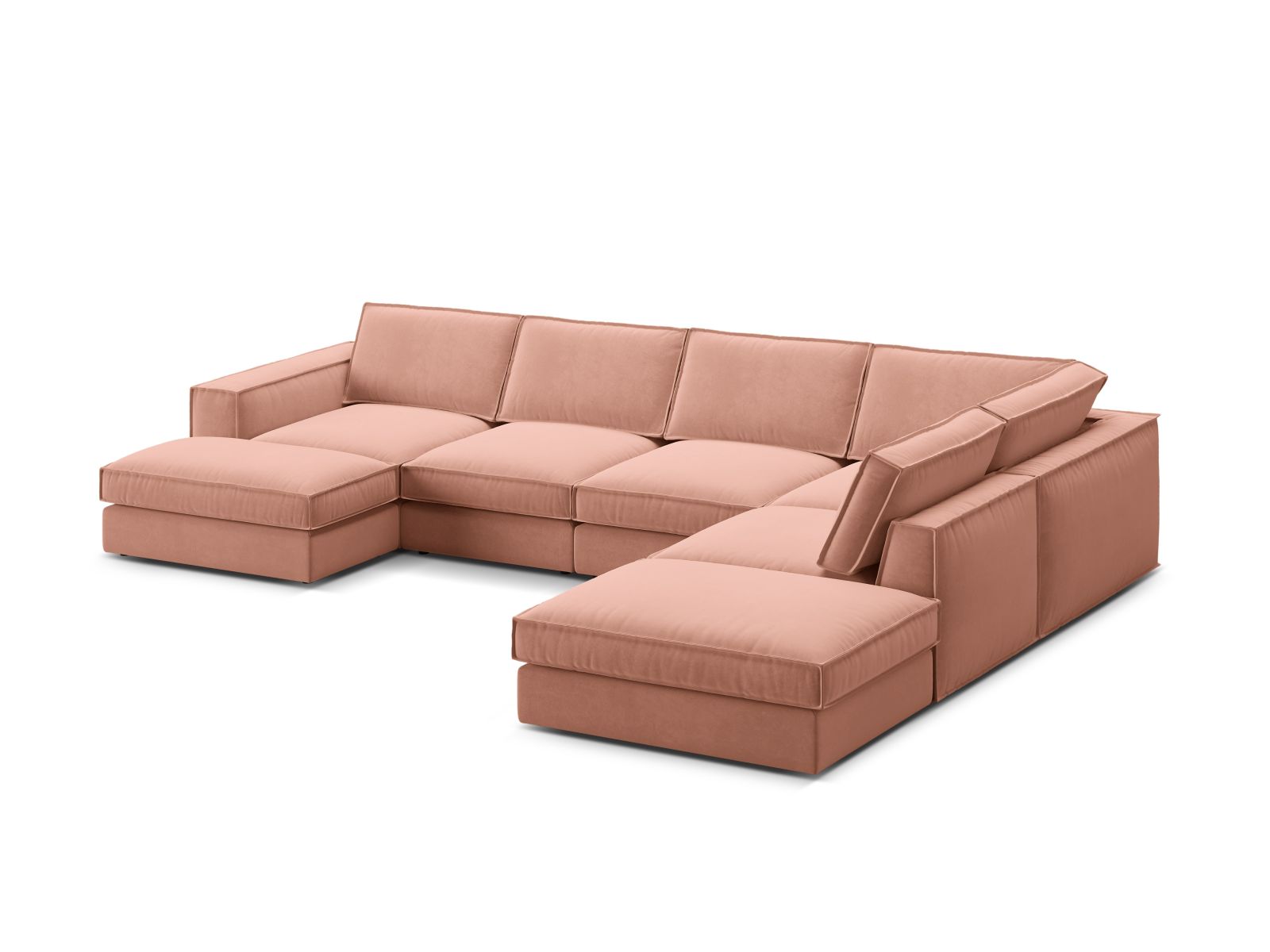 Velvet Modular Panoramic Right Corner Sofa, "Pola", 5 Seats, 362x259x88