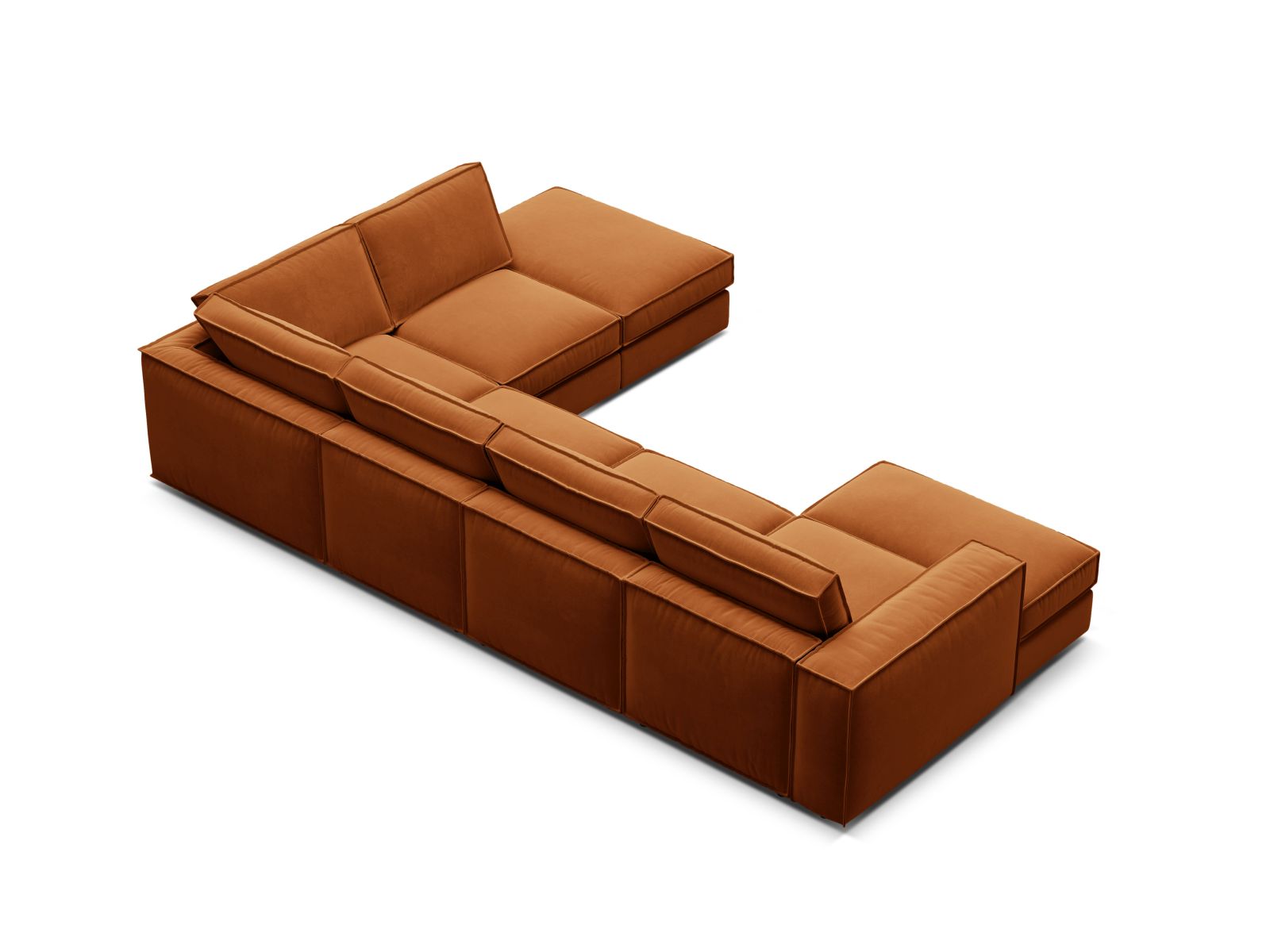 Velvet Modular Panoramic Right Corner Sofa, "Pola", 5 Seats, 362x259x88