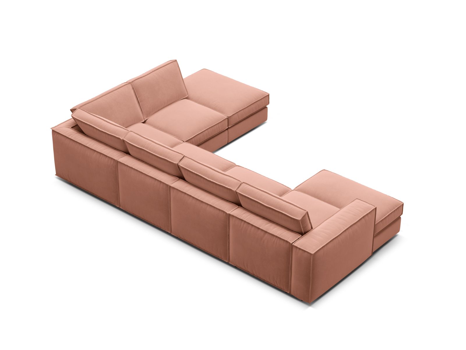 Velvet Modular Panoramic Right Corner Sofa, "Pola", 5 Seats, 362x259x88