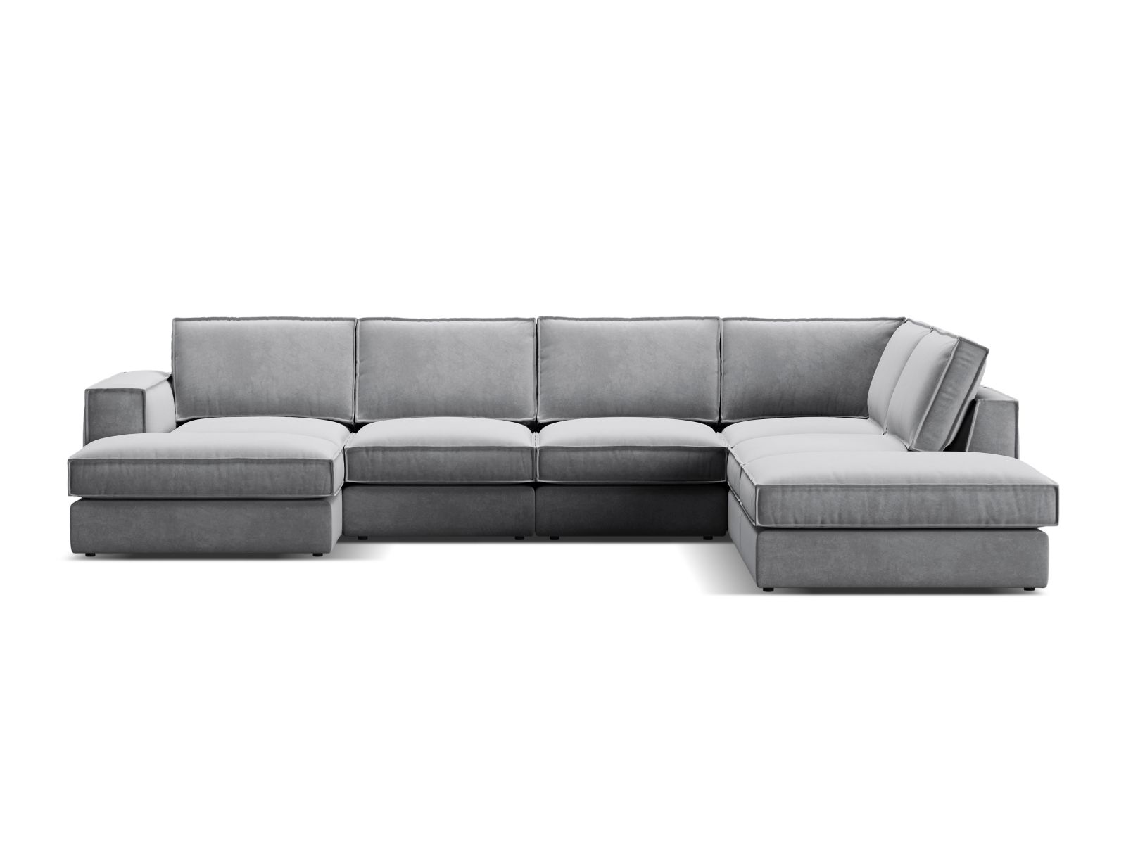 Velvet Modular Panoramic Right Corner Sofa, "Pola", 5 Seats, 362x259x88