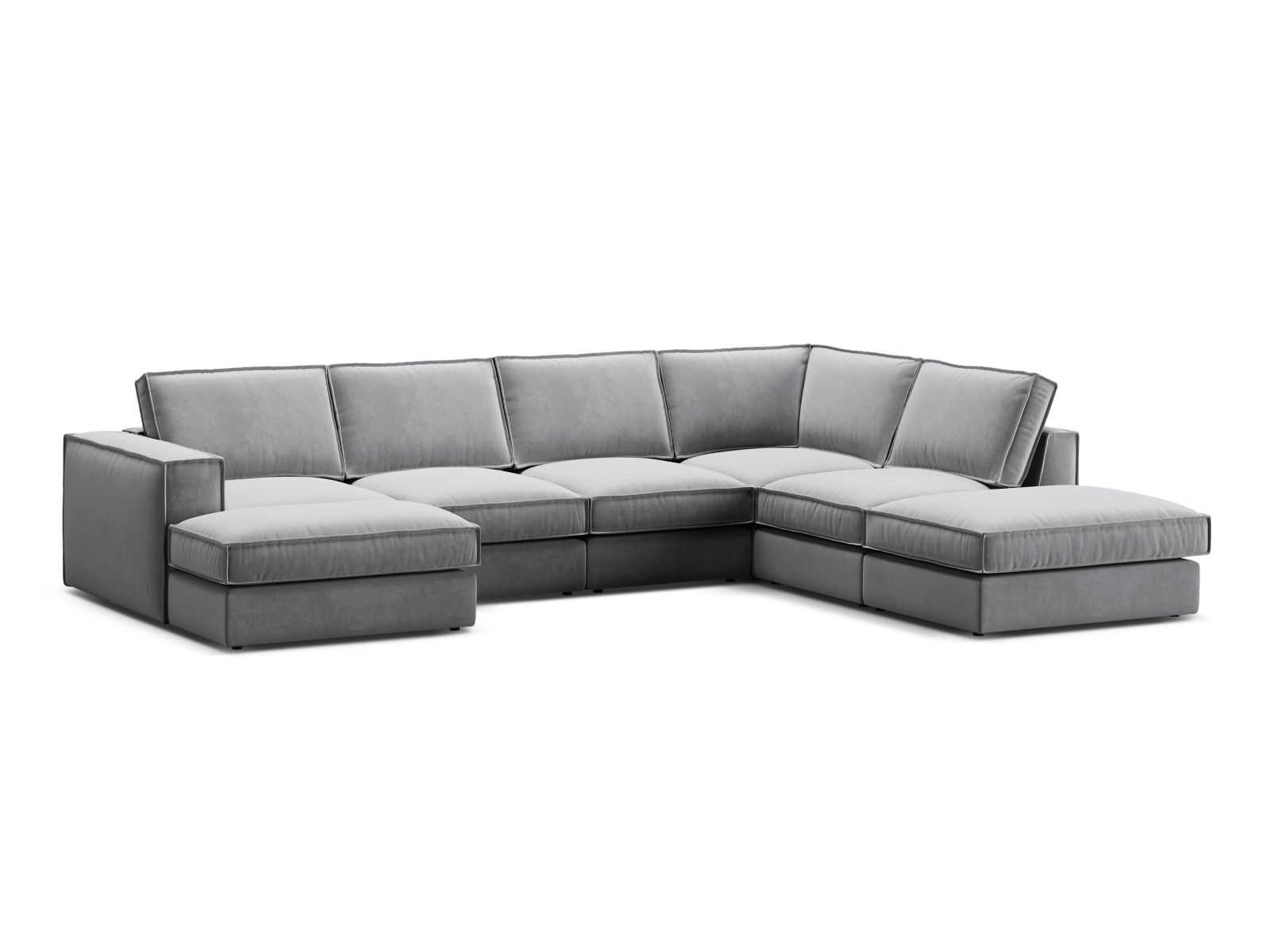 Velvet Modular Panoramic Right Corner Sofa, "Pola", 5 Seats, 362x259x88