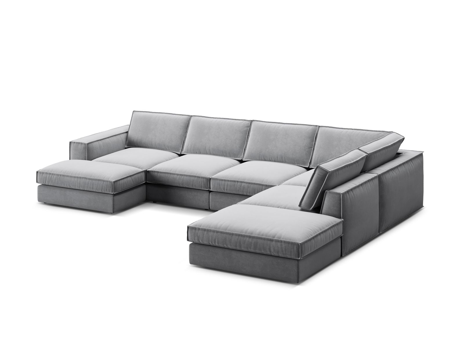 Velvet Modular Panoramic Right Corner Sofa, "Pola", 5 Seats, 362x259x88