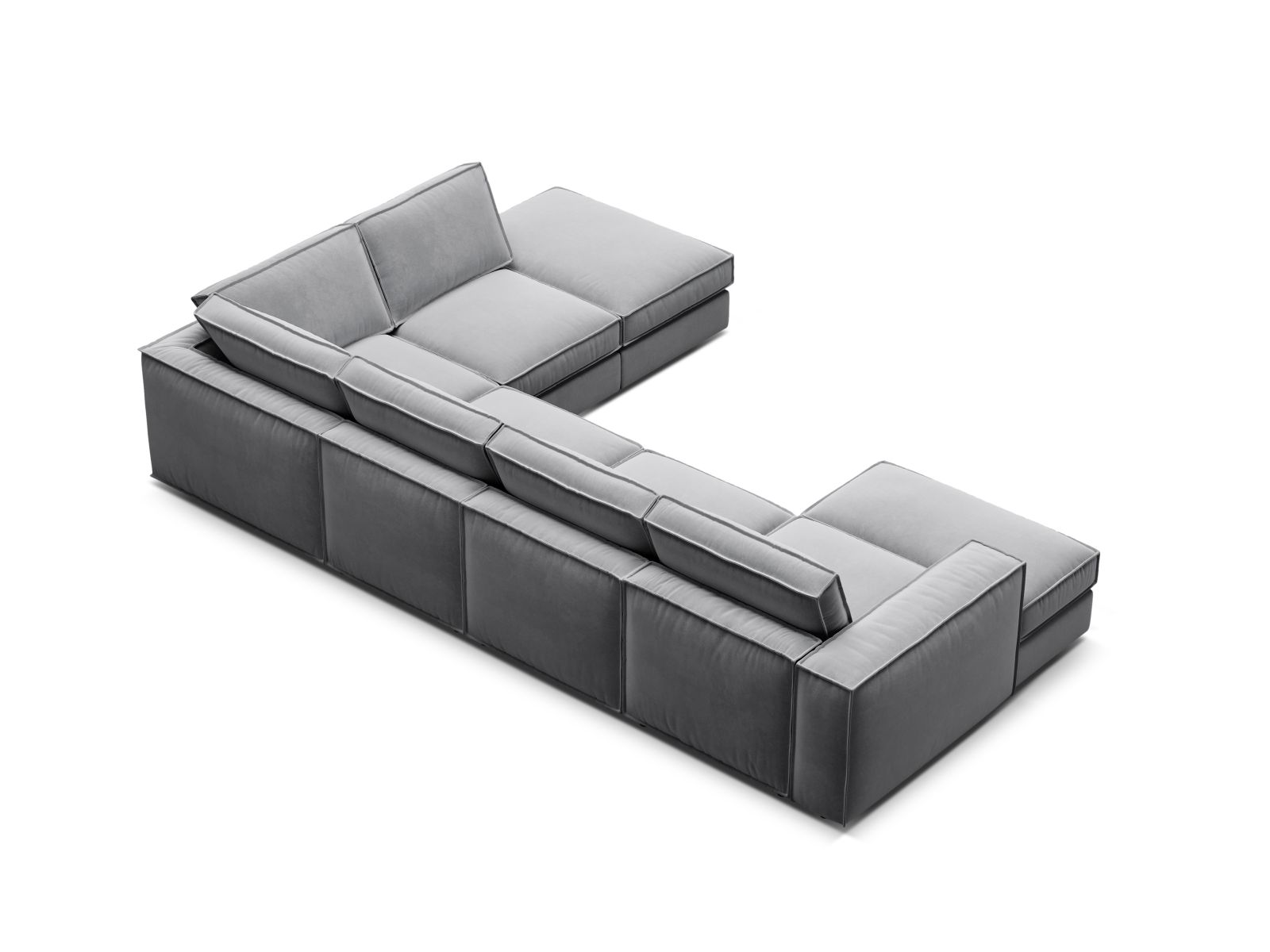 Velvet Modular Panoramic Right Corner Sofa, "Pola", 5 Seats, 362x259x88
