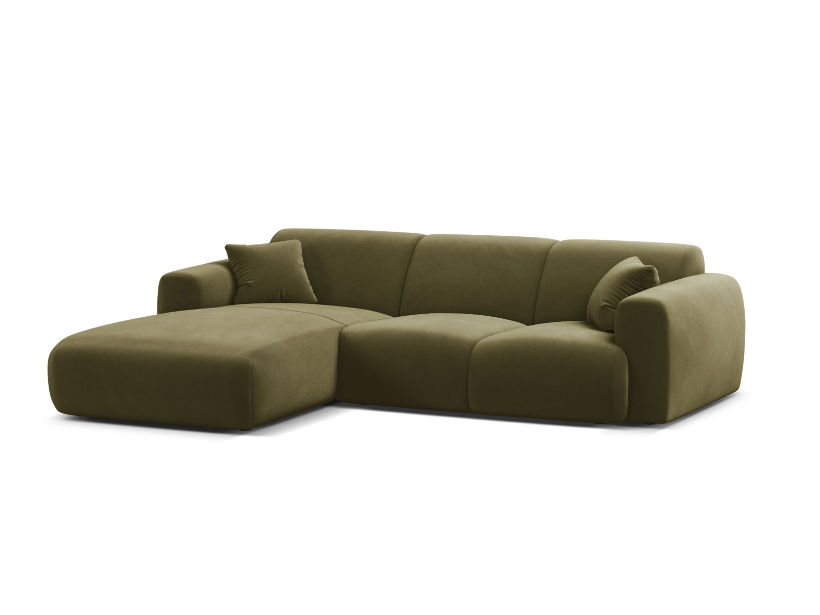 Velvet Left Corner Sofa, "Molino", 4 Seats, 255x170x72