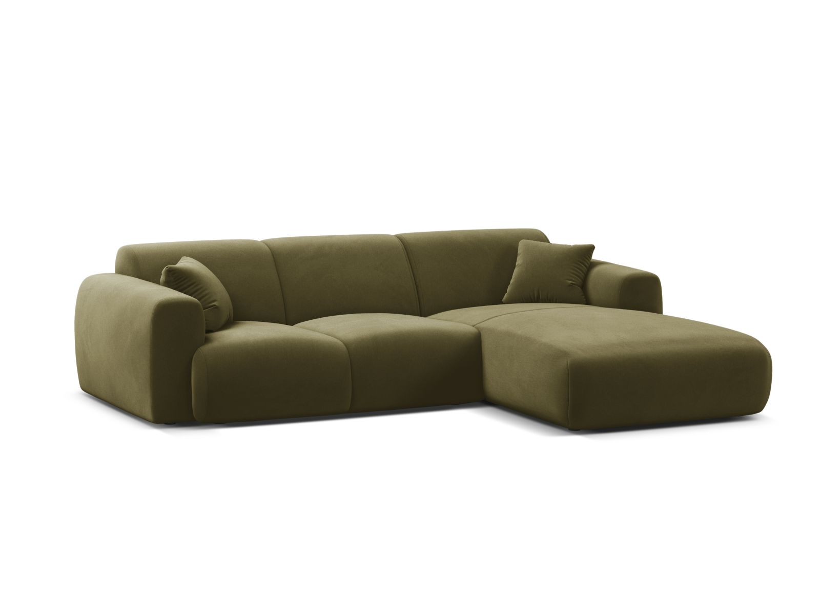 Velvet Right Corner Sofa, "Molino", 4 Seats, 255x170x72