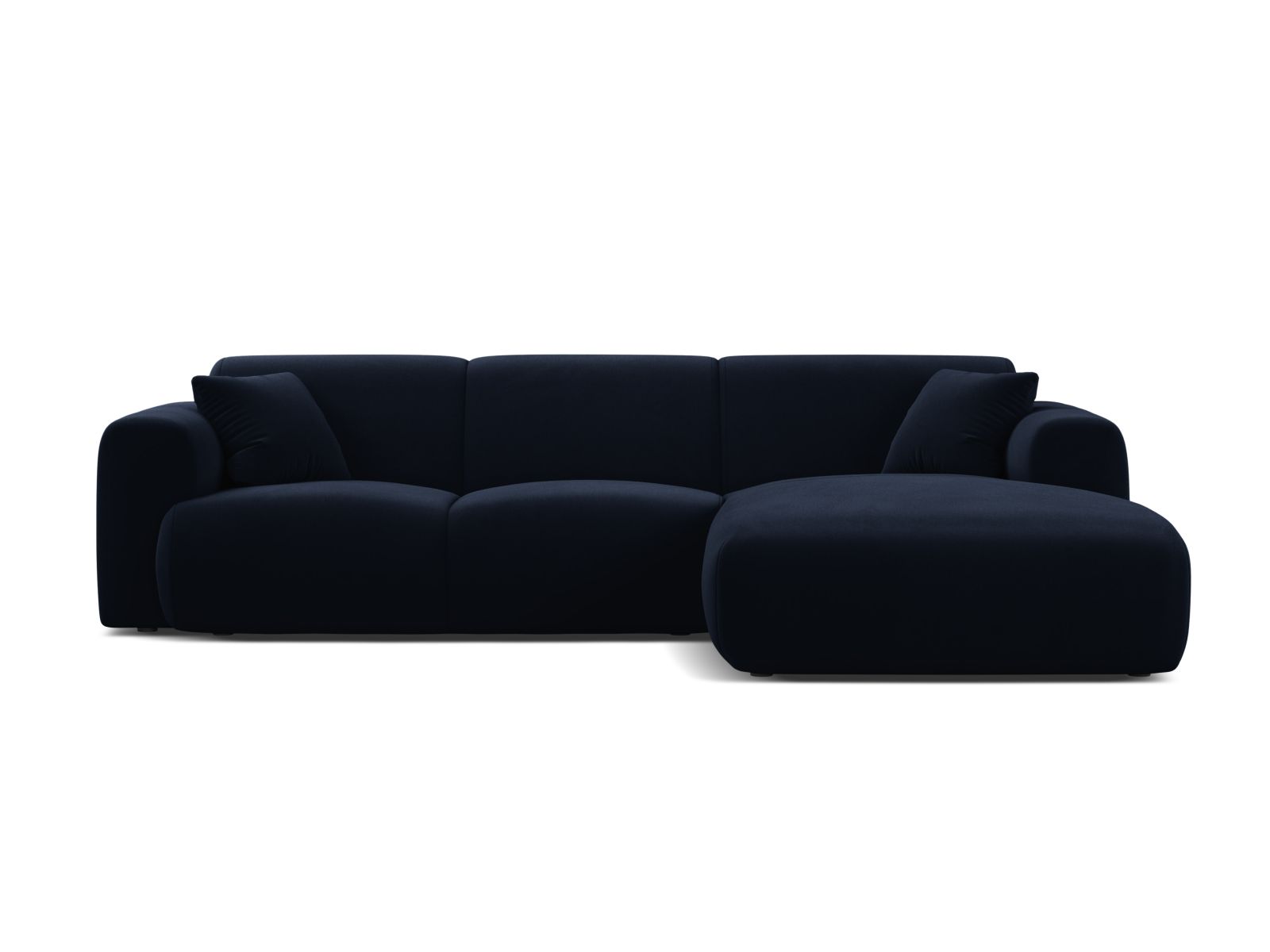 Velvet Right Corner Sofa, "Molino", 4 Seats, 255x170x72