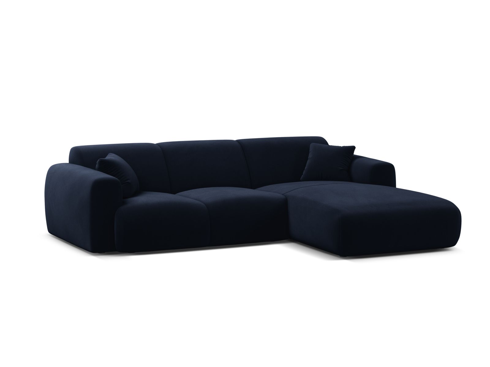Velvet Right Corner Sofa, "Molino", 4 Seats, 255x170x72